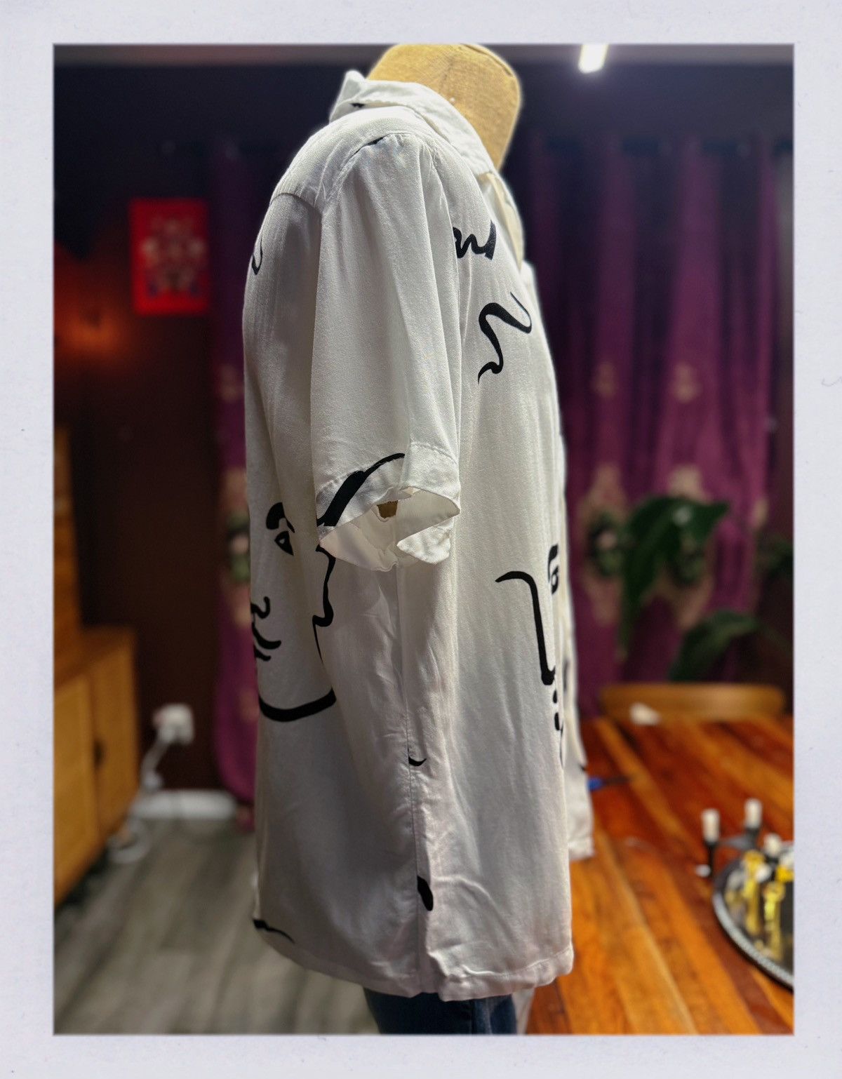 Asos ASOS DESIGN Abstract Face Print Button-Up Shirt Size US M / EU 48-50 / 2 - 4 Thumbnail