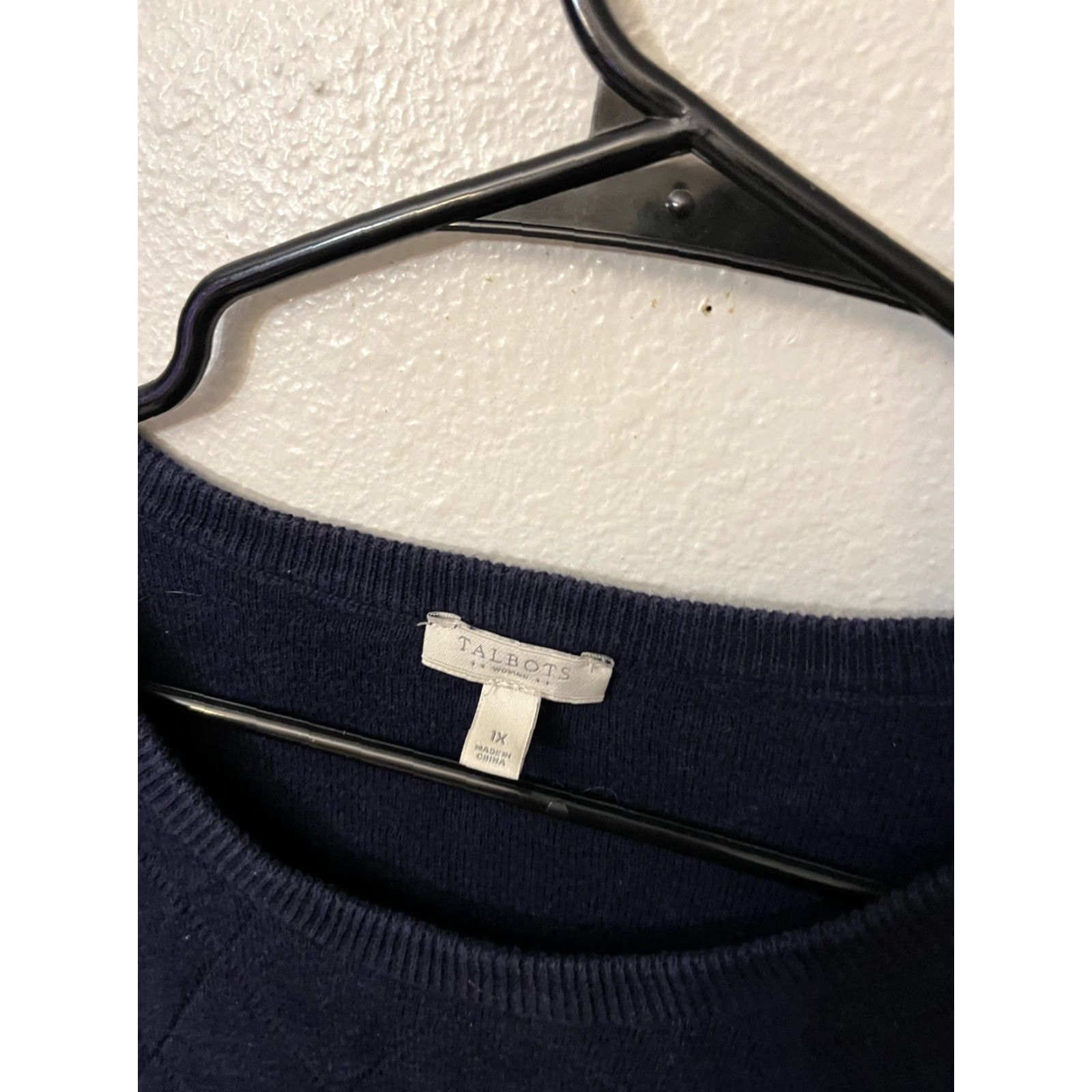 Talbots Talbots Sweater Sz 1X Navy Blue Check Diamond Knit Layered Look Size XL / US 12-14 / IT 48-50 - 2 Thumbnail