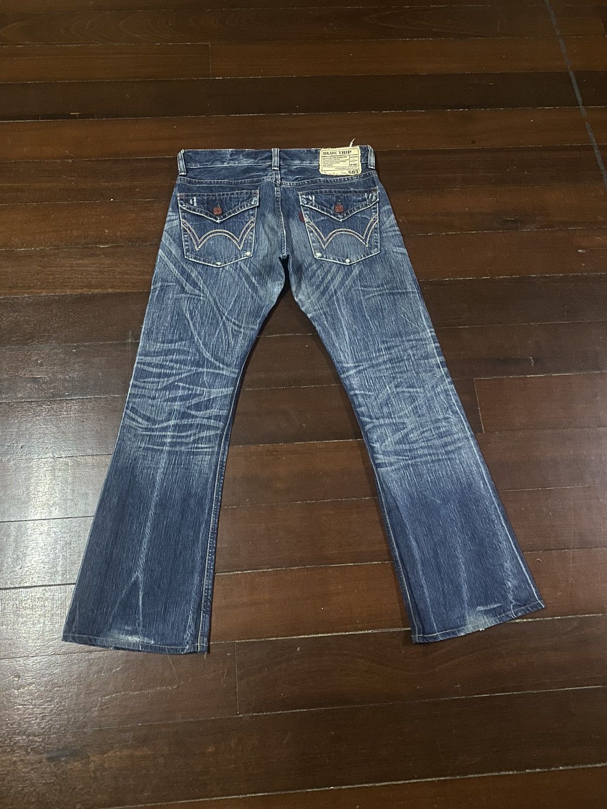 Edwin × Jean FIRE 🔥 Edwin 503 FLARE JEANS THUNDER BOOT CUT WIDE LEG Size US 36 / EU 52 - 11 Thumbnail