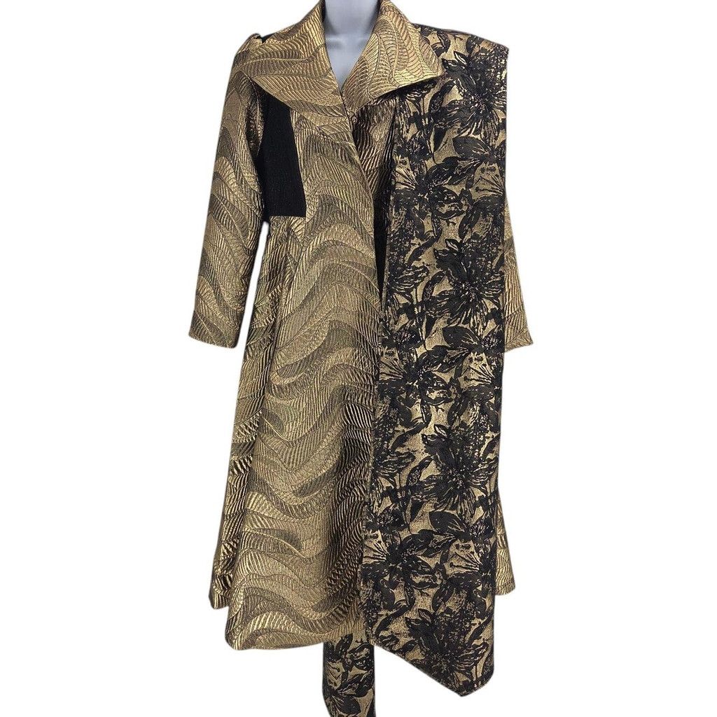 The Unbranded Brand MAKING THE CUT Women's Metallic Jaquard Coat & Scarf Size XS / US 0-2 / IT 36-38 - 3 Thumbnail