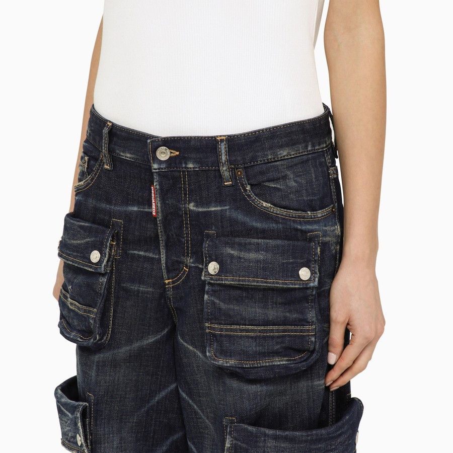 Dsquared2 o1d2blof0824 Denim Cargo Jeans in Blue Size 27" / US 4 / IT 40 - 6 Thumbnail