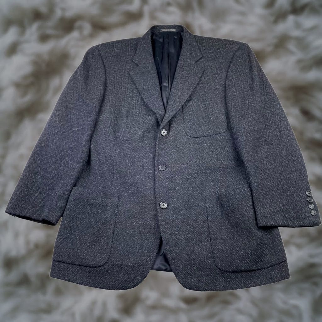 Corneliani Corneliani Blazer Shirt Navy 3-Button Unlined Tweed Wool/Nylon Blend 38R US 48 EU Men Italy Size 38R - 1 Thumbnail