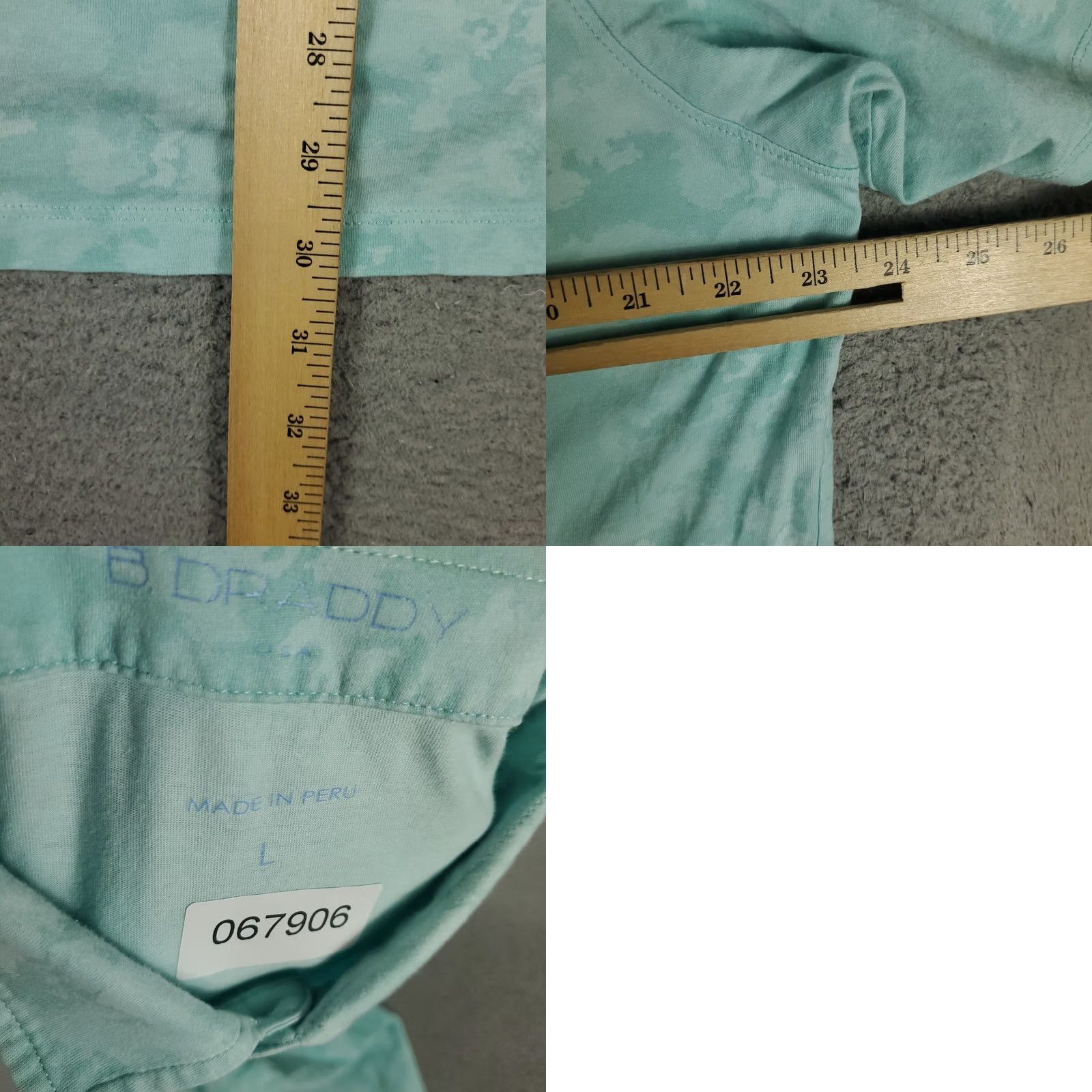 Vintage B Draddy Polo Shirt Mens L Turquoise Camouflage Cotton Blend Short Sleeve Polo Shirt Mens L Turquoise Camouflage Golf Casual Button Front Pockets Logo Size US L / EU 52-54 / 3 - 8 Thumbnail