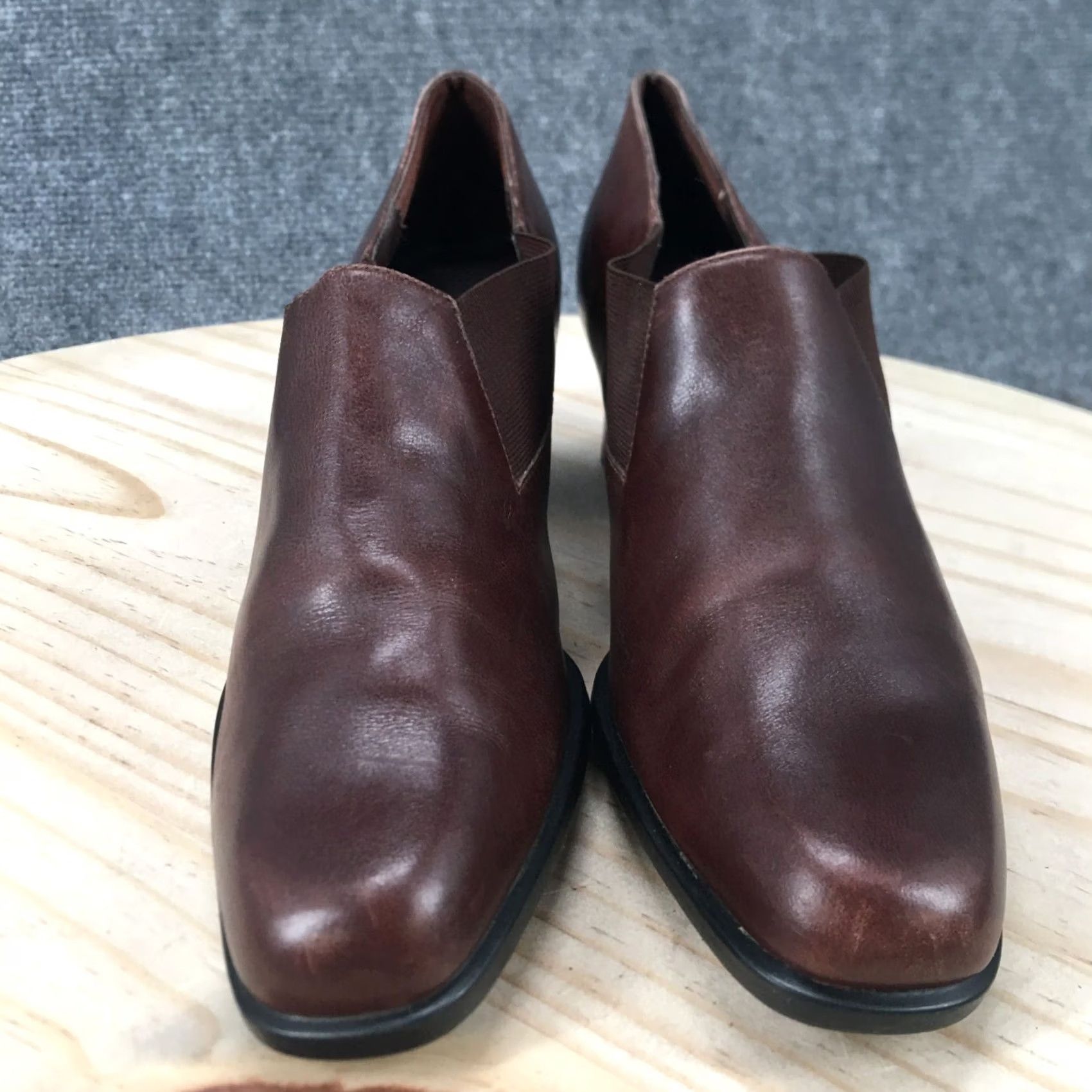 Vintage Aerosoles Boots Womens 8 B Heel An Copter Ankle Booties Brown Leather Block HEEL Casual Shoes Women Size US 8 / IT 38 - 3 Thumbnail