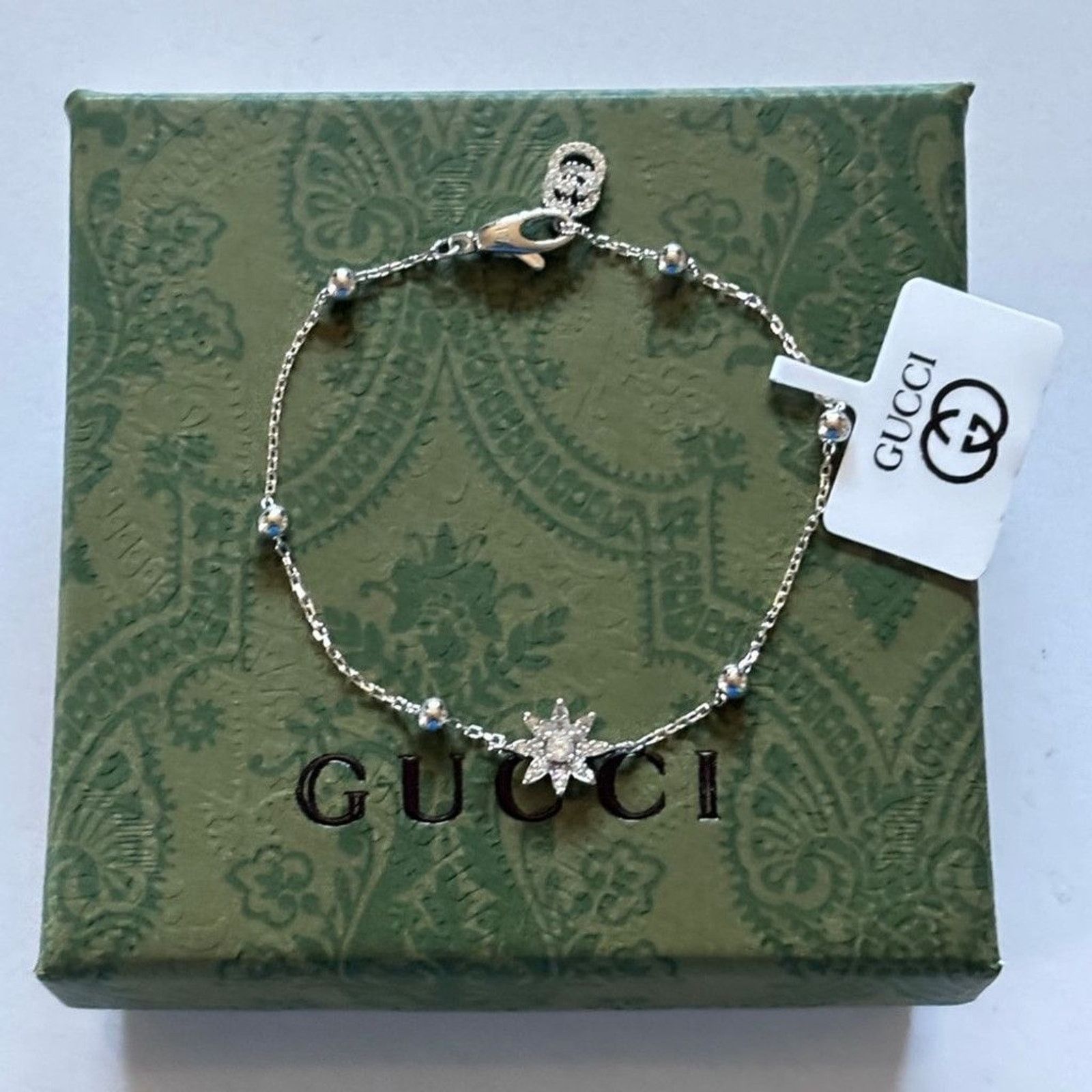 Gucci GUCCI Flora Diamond Charm Bracelet Sterling Silver Size ONE SIZE - 2 Thumbnail