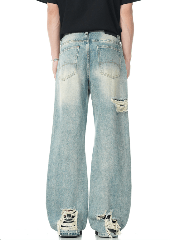 Japanese Brand × Jean American retro high street washed ripped jeans for men Size US 32 / EU 48 - 5 Thumbnail