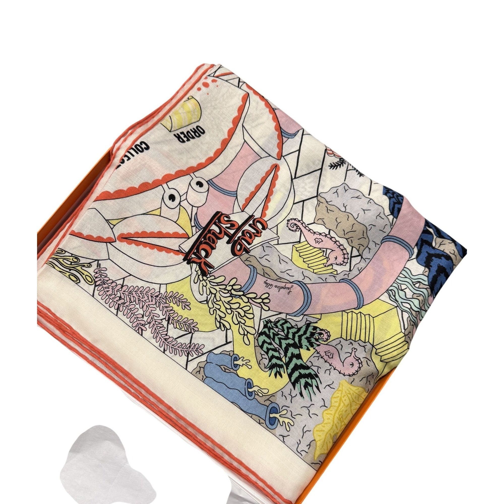 Hermes Hermes "One Snack" Scarf Made In France 70% Cashmere 30% Sil Size ONE SIZE - 3 Thumbnail