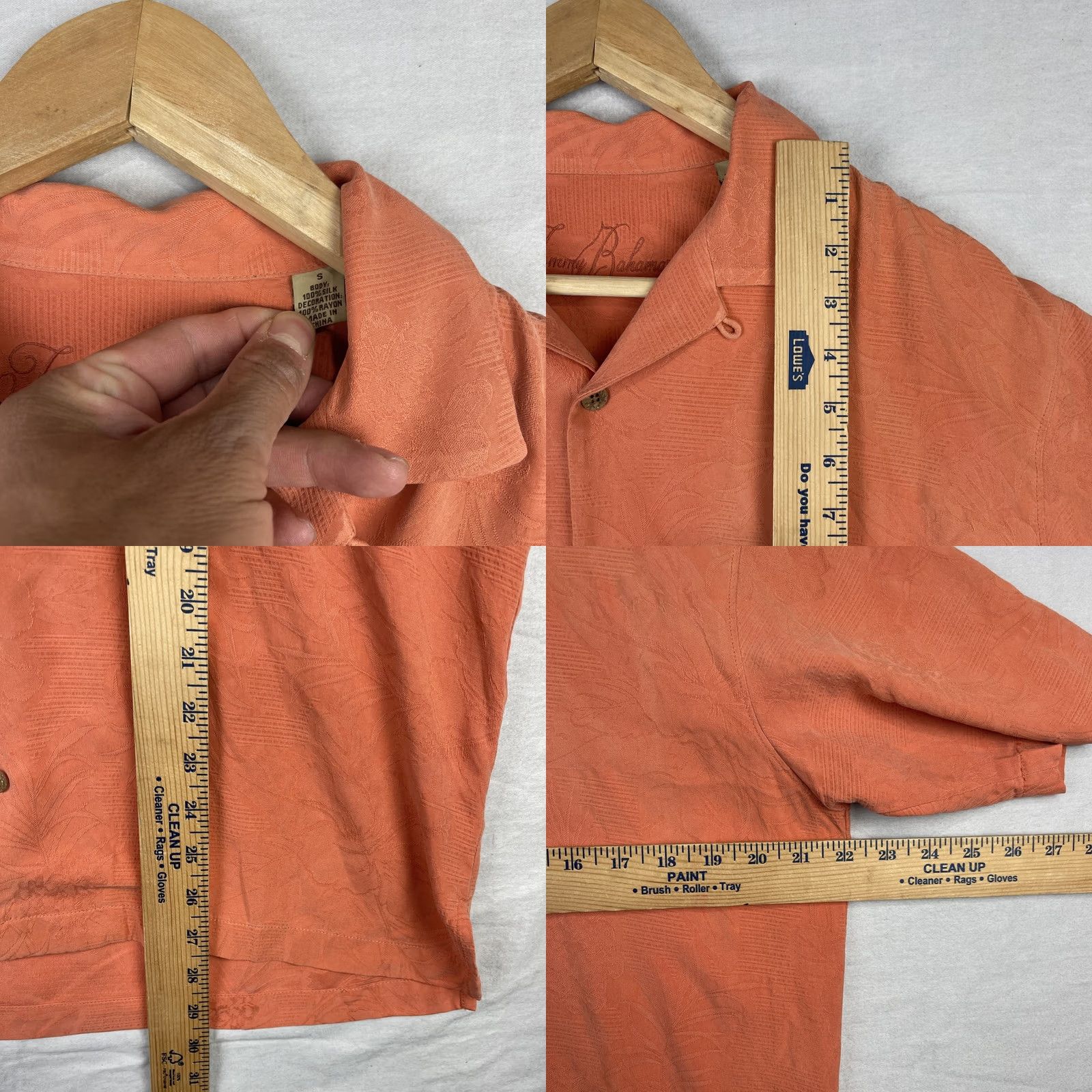 Tommy Bahama Tommy Bahama Shirt Mens Small Orange Paradise in Every Puff Camp Beach Silk Shirt Size US S / EU 44-46 / 1 - 8 Thumbnail