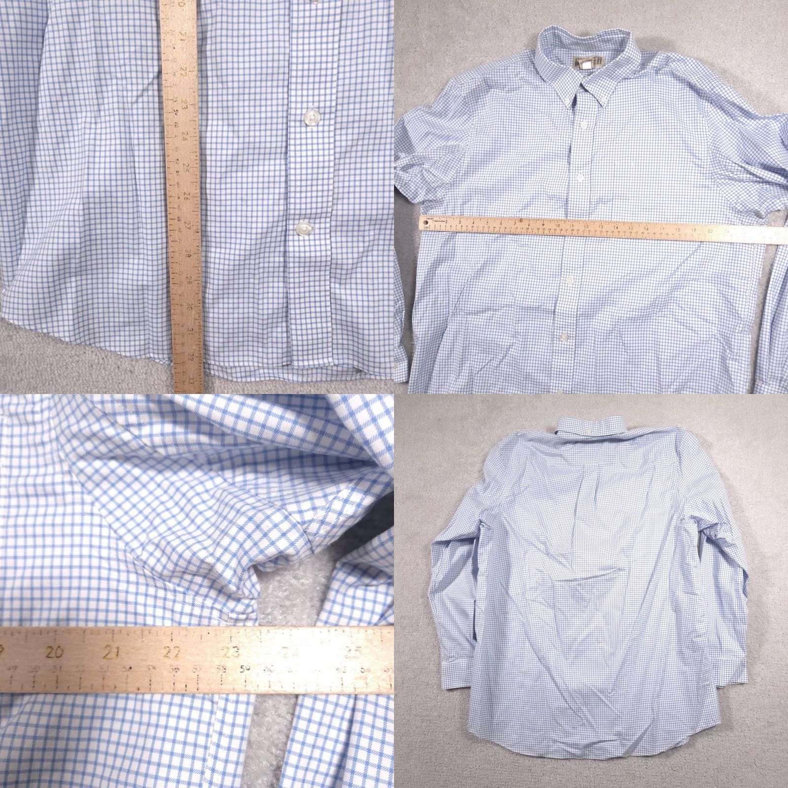 Duluth Trading Company Duluth Trading Co Shirt Mens LT Blue Check Button-Down Long Sleeve Button Up Collared 100% Cotton Big & Tall Size US L / EU 52-54 / 3 - 8 Thumbnail