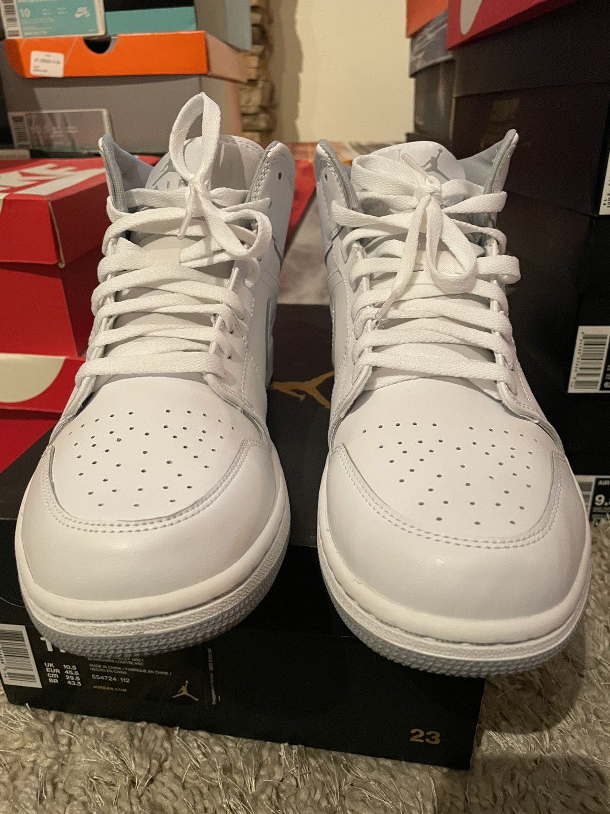 Jordan Brand Jordan 1 Mid White Wolf Grey Size US 11.5 / EU 44-45 - 4 Thumbnail