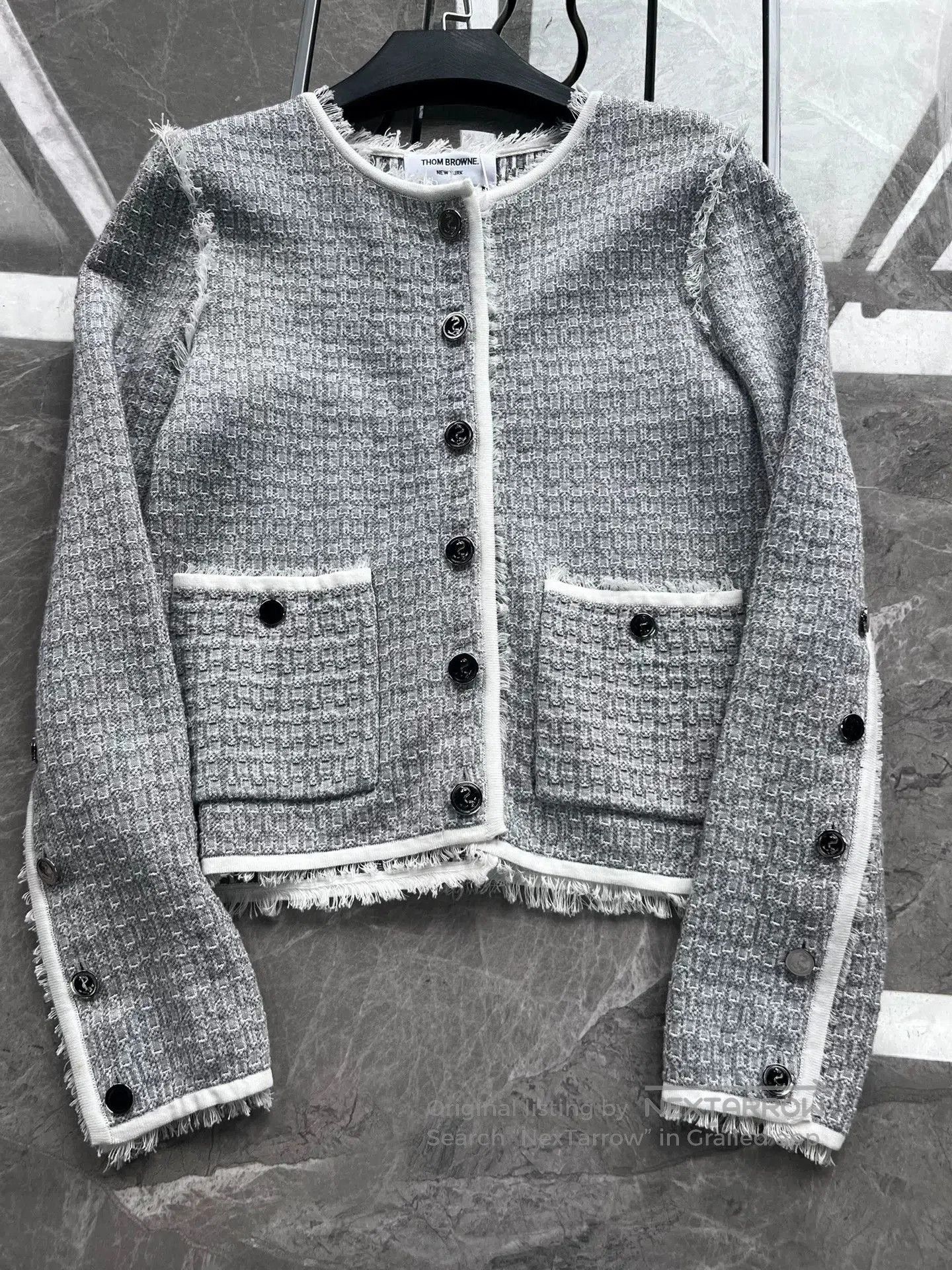 Thom Browne thom browne gray tweed jacket with white trim. Size US M / EU 48-50 / 2 - 1 Thumbnail