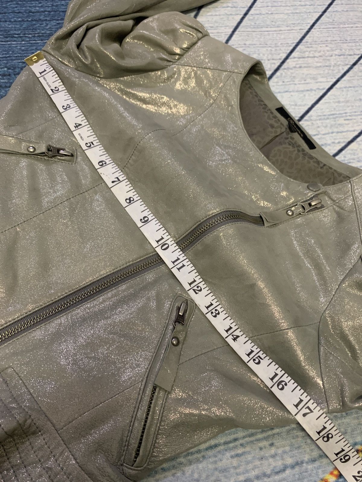Japanese Brand FLAMMEUM Metalic Leather Jacket Size S / US 4 / IT 40 - 15 Thumbnail