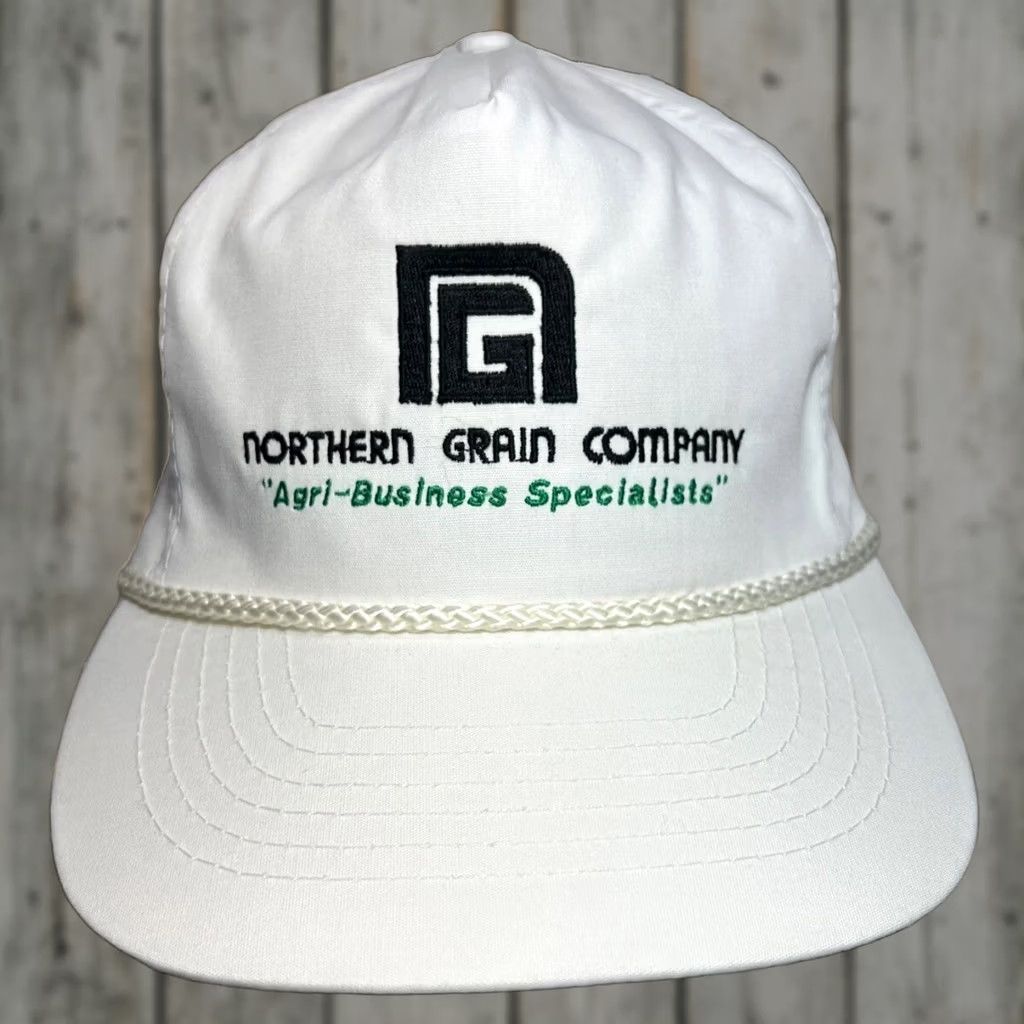 Vintage VINTAGE Northern Grain Company Otto Strapback Hat White Agri Business Specialists Rope Mens Size ONE SIZE - 1 Thumbnail