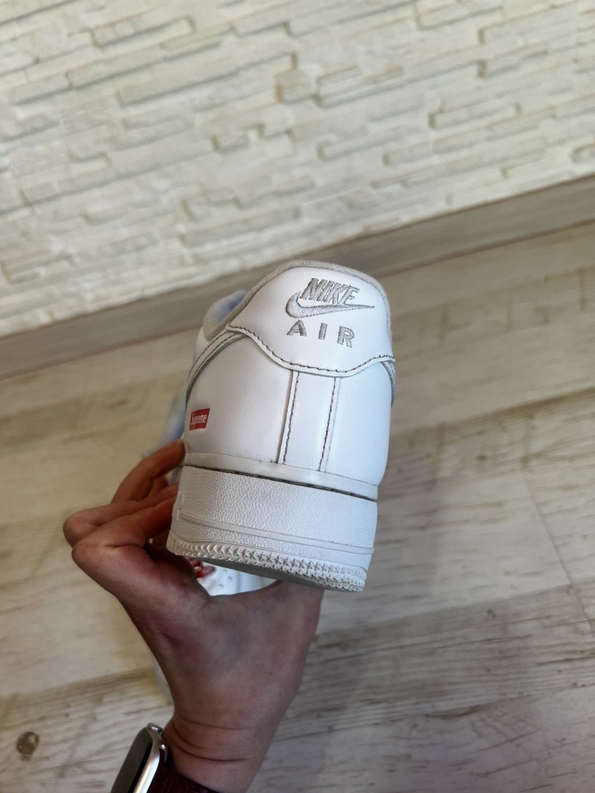 Nike × Supreme Nike Air Force 1 Low Supreme White Leather Sneakers US 7.5 Size US 7.5 / EU 40-41 - 14 Thumbnail