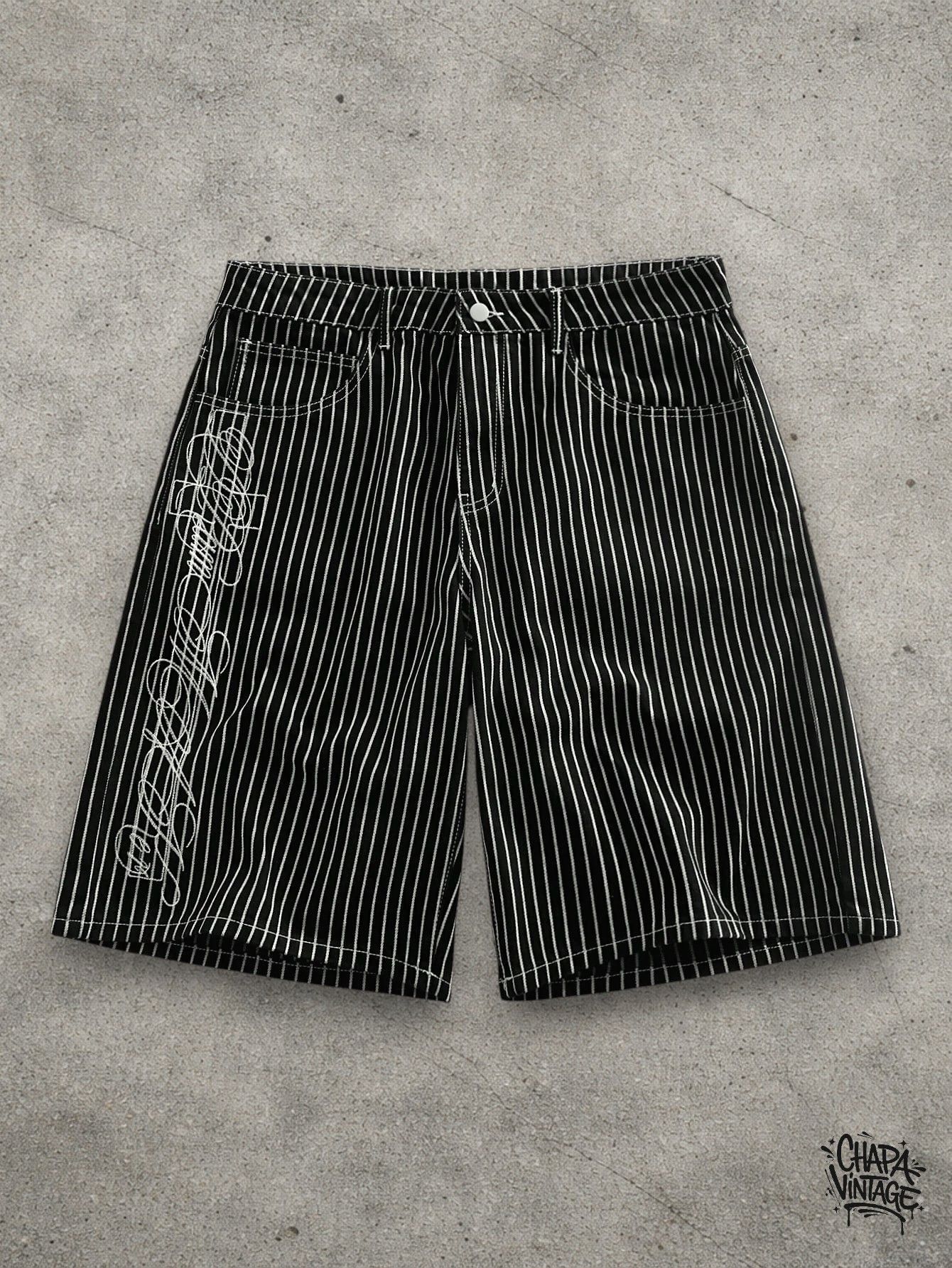 Japanese Brand Striped letter denim shorts Size US 32 / EU 48 - 1 Thumbnail