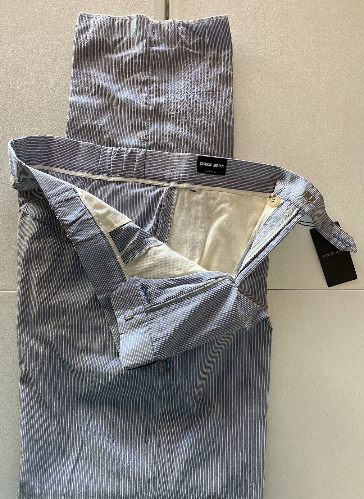 Giorgio Armani Giorgio Armani 🇮🇹 black label blu microstripe silk slacks NWT Size US 36 / EU 52 - 7 Thumbnail