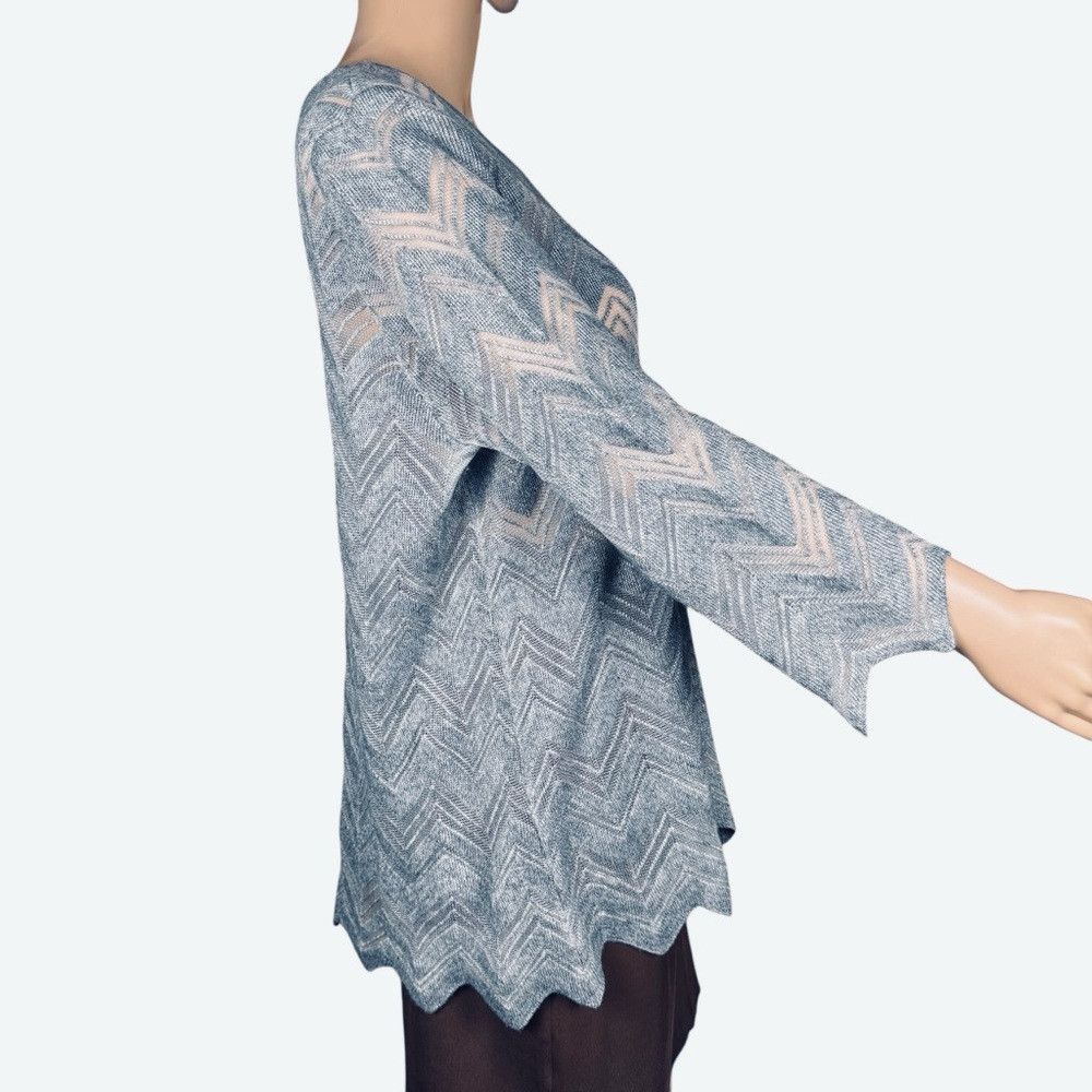 Chicos Chico's Travelers Gray Chevron Knit Sweater Size 2 US L Size L / US 10 / IT 46 - 5 Thumbnail