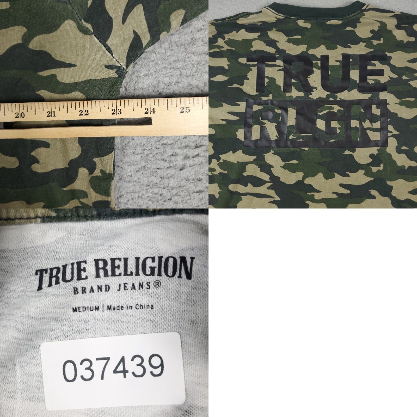 True Religion True Religion T Shirt Mens Size Medium Camouflage Long Sleeve Crew Neck Logo Cotton Blend Green Classic Modern American Adult Mens Size US M / EU 48-50 / 2 - 8 Thumbnail