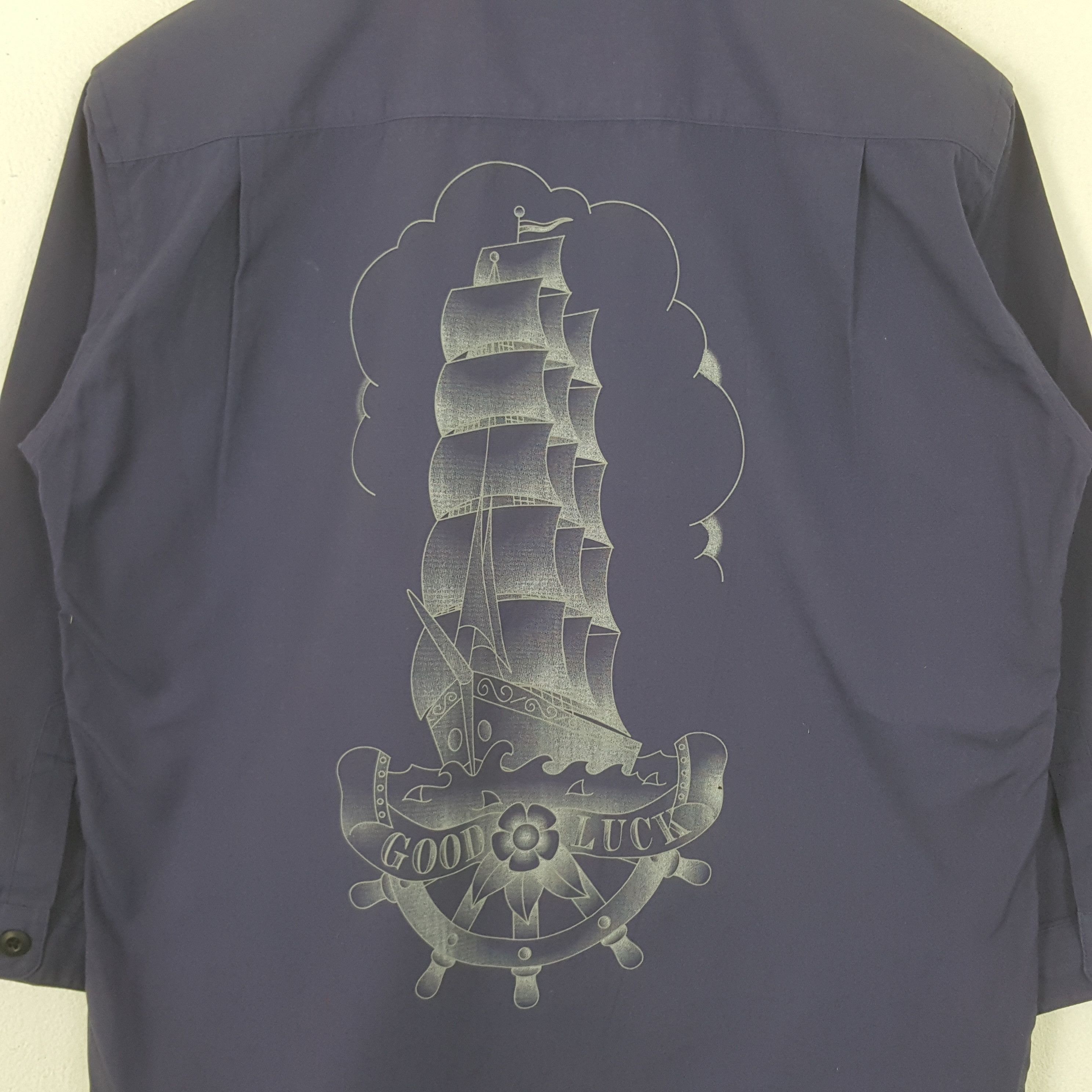 Japanese Brand Vintage Good Luck Japanese Pirates Art Shirt Button Up RR7 Size US M / EU 48-50 / 2 - 2 Thumbnail
