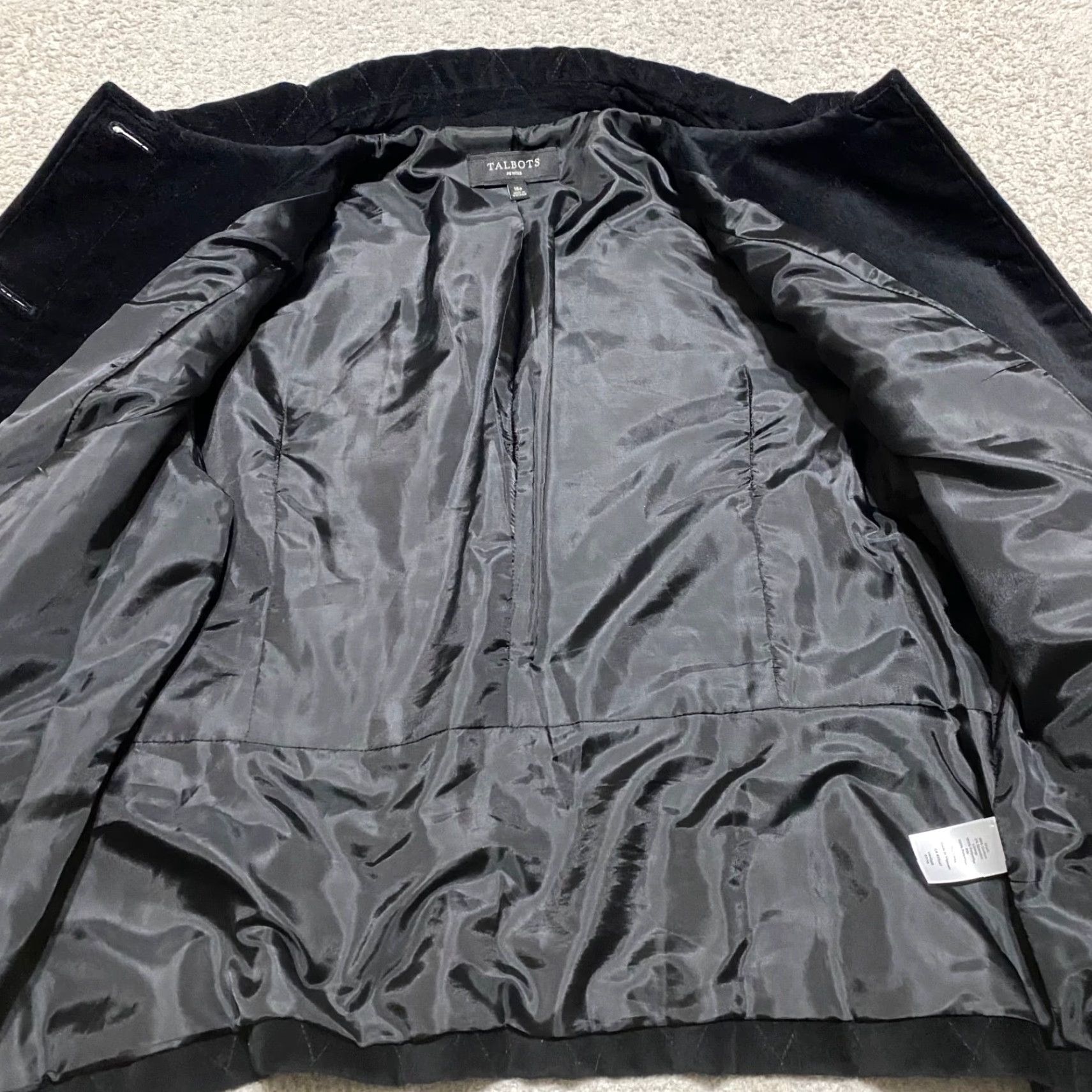 Talbots Talbots Jacket Womens 16P Petites Black Quilted Long Sleeve Lined Button Up - Velvet Cotton Blend - Short - Classic style - Vintage No - 2010s? Size XXL / US 16-18 / IT 52-54 - 7 Thumbnail
