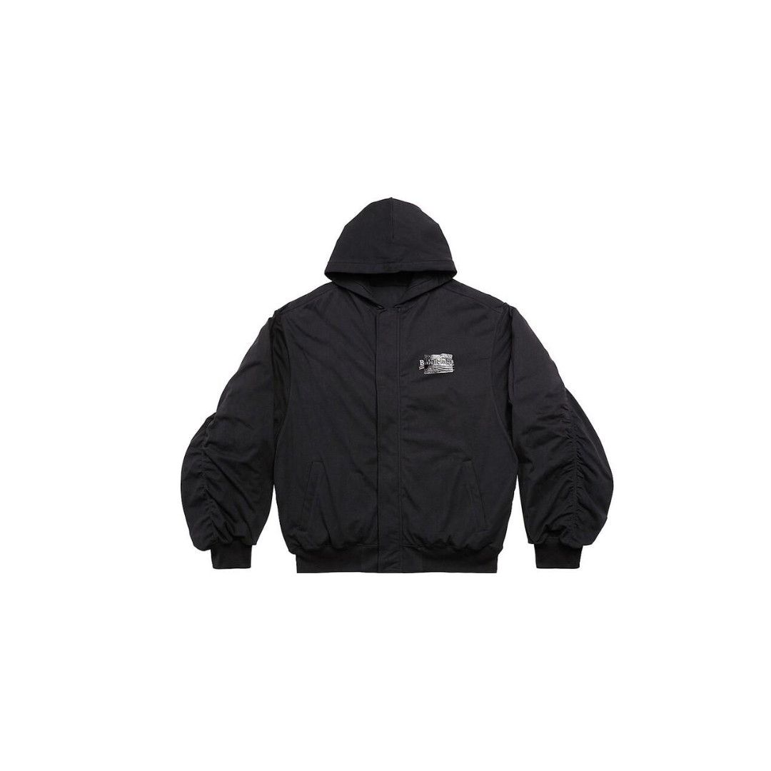 Balenciaga o1w1db10425 Gaffer Padded Bomber Hoodie in Black Size US M / EU 48-50 / 2 - 1 Thumbnail