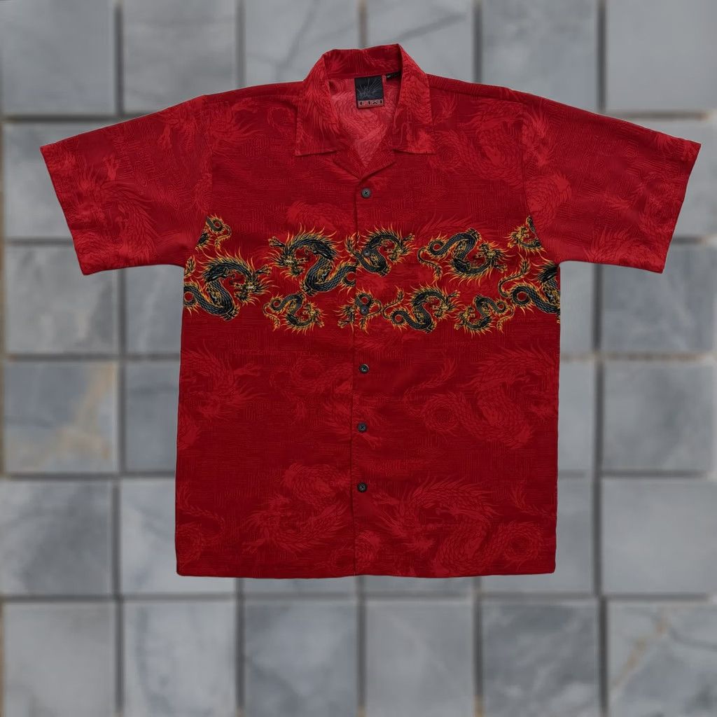Vintage VINTAGE G-TWO Shirt Mens Large Red Dragon Flame Button Up Korea AOP Surf Size US L / EU 52-54 / 3 - 1 Thumbnail