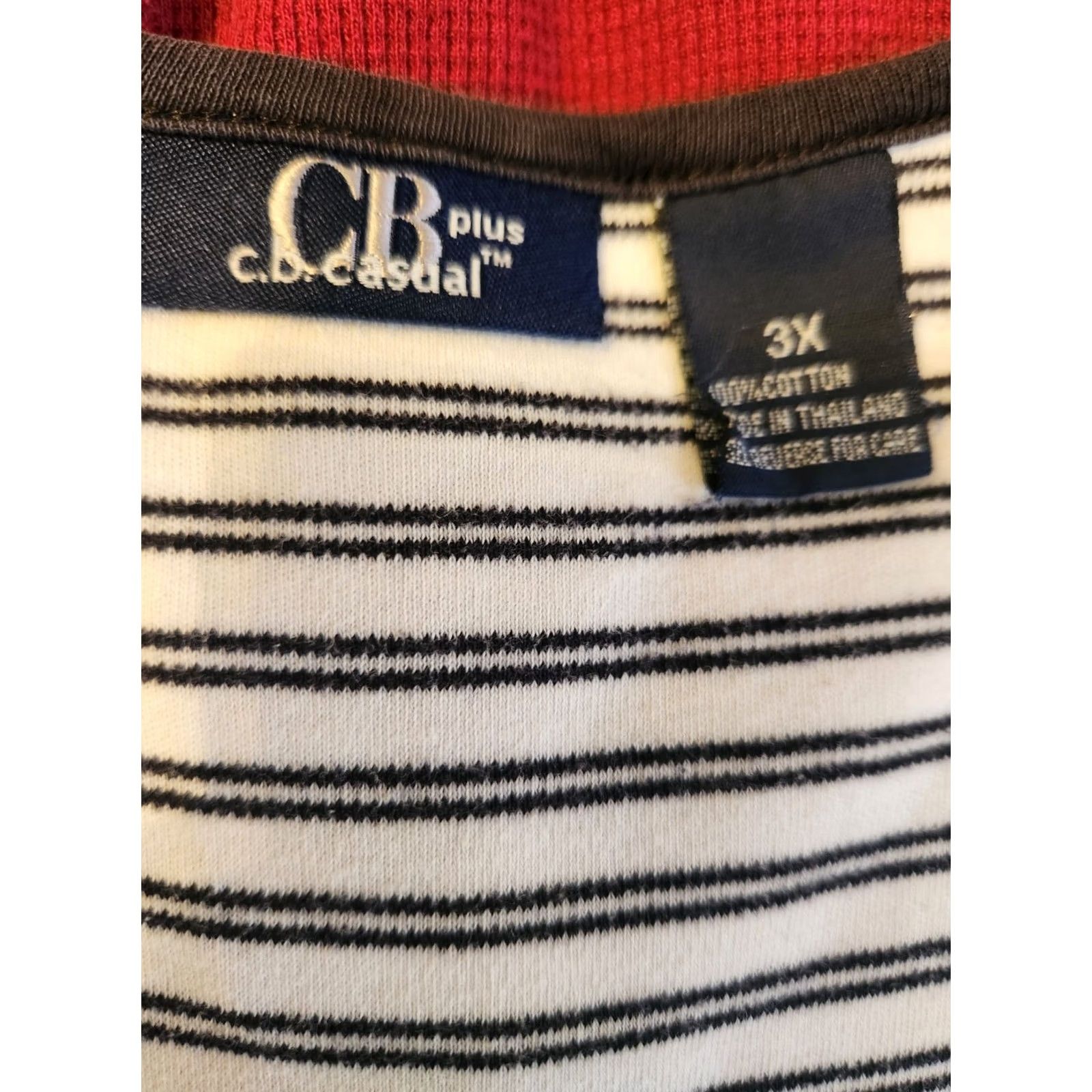 Vintage CB Casual White Black Stripe Sleeveless Henley Top Shirt 3X Plus Women XS? Size XXL / US 16-18 / IT 52-54 - 5 Thumbnail