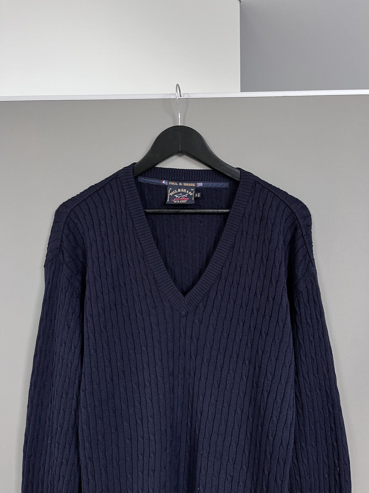 Paul & Shark Paul & Shark Heavy Knit V-neck Wool Navy Blue Sweater Size US XXL / EU 58 / 5 - 2 Thumbnail