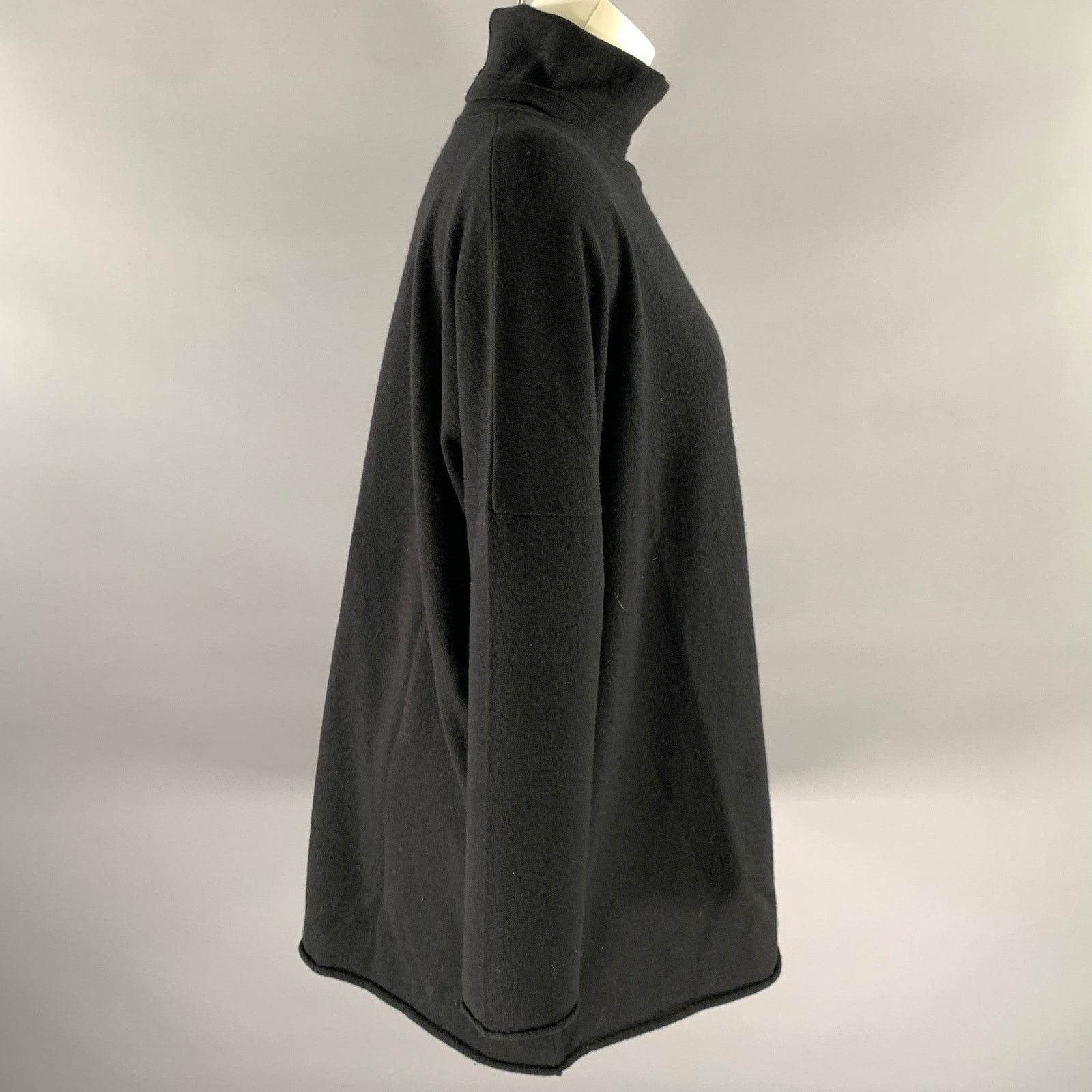 eskandar ESKANDAR Size M Black Cashmere Turtleneck Sweater Size ONE SIZE - 3 Thumbnail