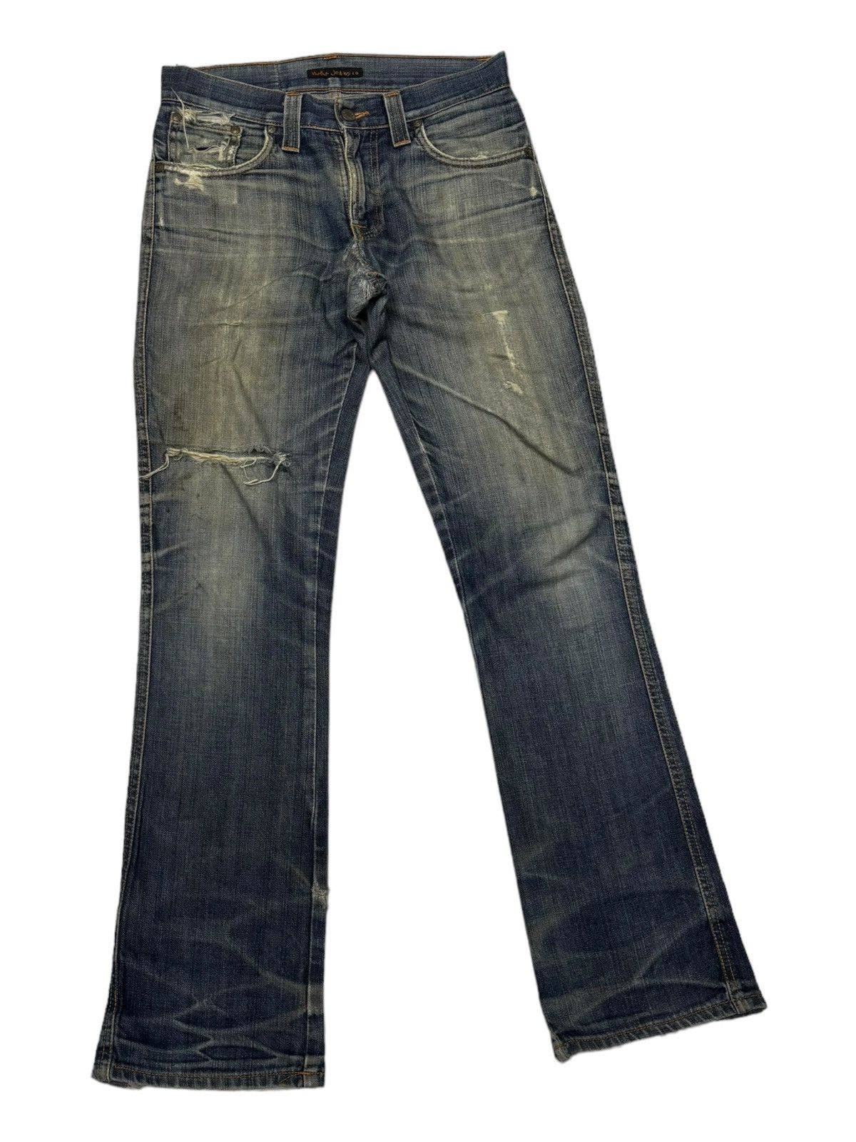 Nudie Jeans Nudie Jeans Bootcut Low Slim Jim Distressed Thrashed Denim Size US 30 / EU 46 - 2 Thumbnail