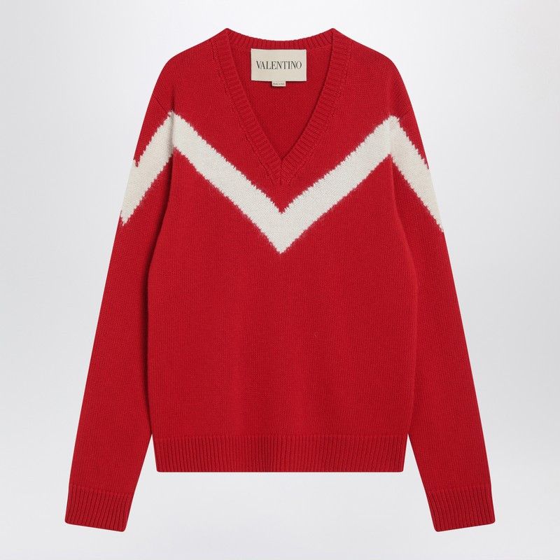 Valentino Valentino Red Sweater With Vlogo On Bow Size US M / EU 48-50 / 2 - 1 Thumbnail
