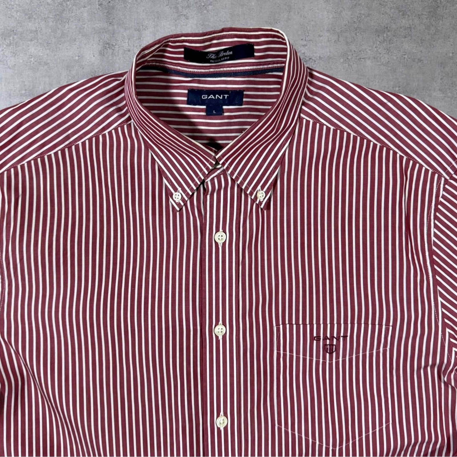 Gant GANT The Breton Regular Fit Red White Striped Long Sleeve Button-Down Shirt L Mens Size US L / EU 52-54 / 3 - 2 Thumbnail