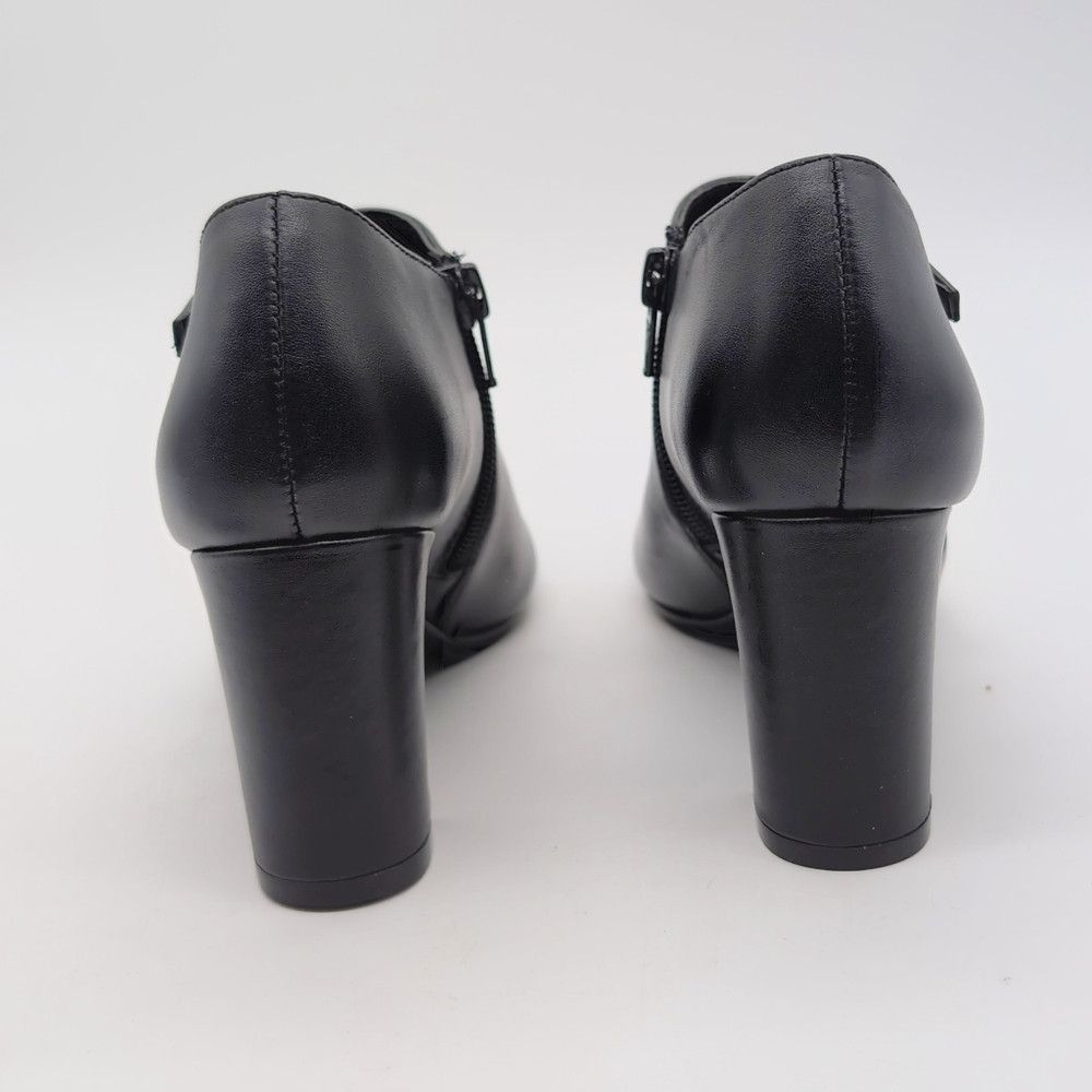 Designer Chic David Tate Black Pause Leather Block Heel Shooties Boo Size US 4 / IT 34 - 5 Thumbnail