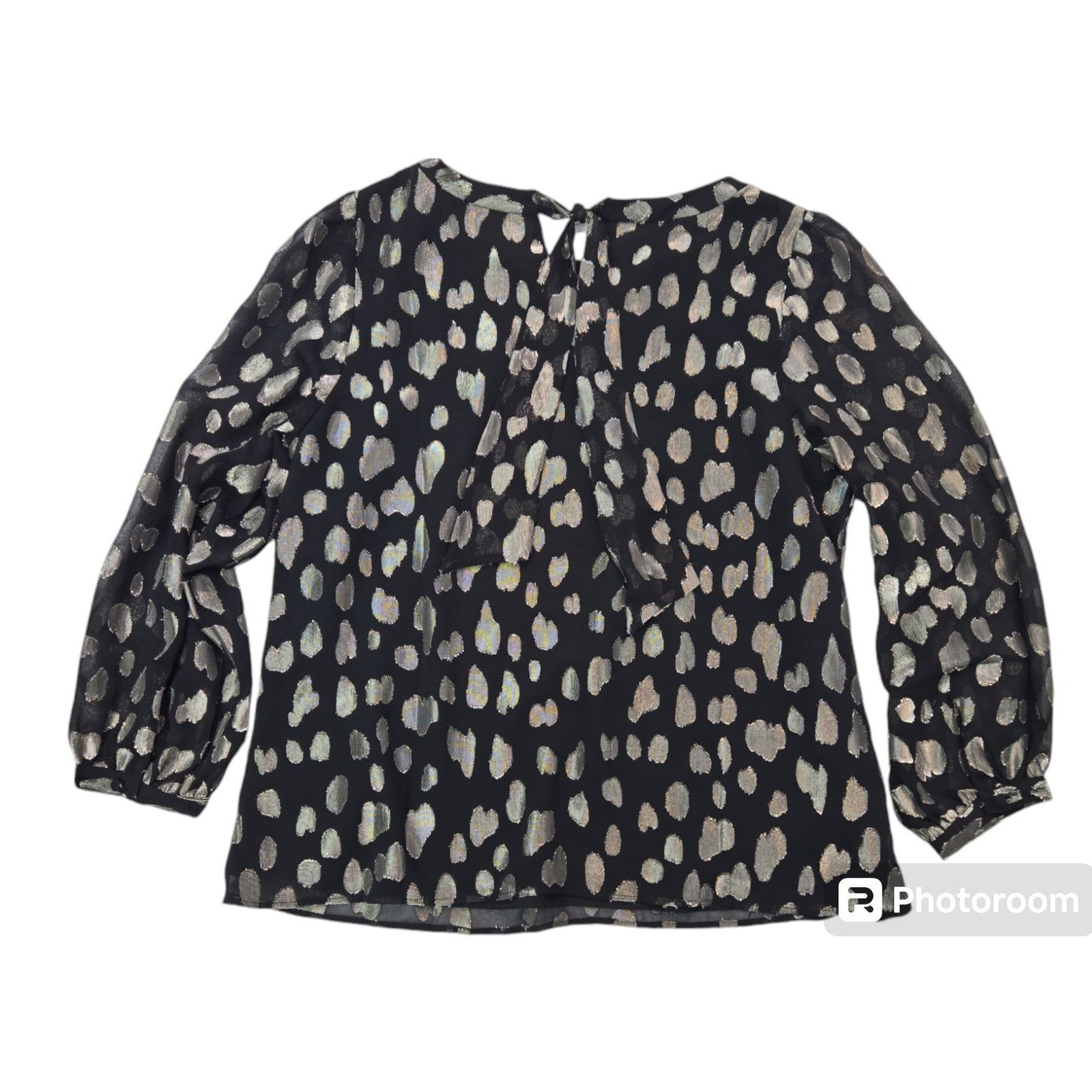 Other Talbots | Black & Silver, Clip Dot, Tie Back Blouse | Pet XL Size XL / US 12-14 / IT 48-50 - 7 Thumbnail