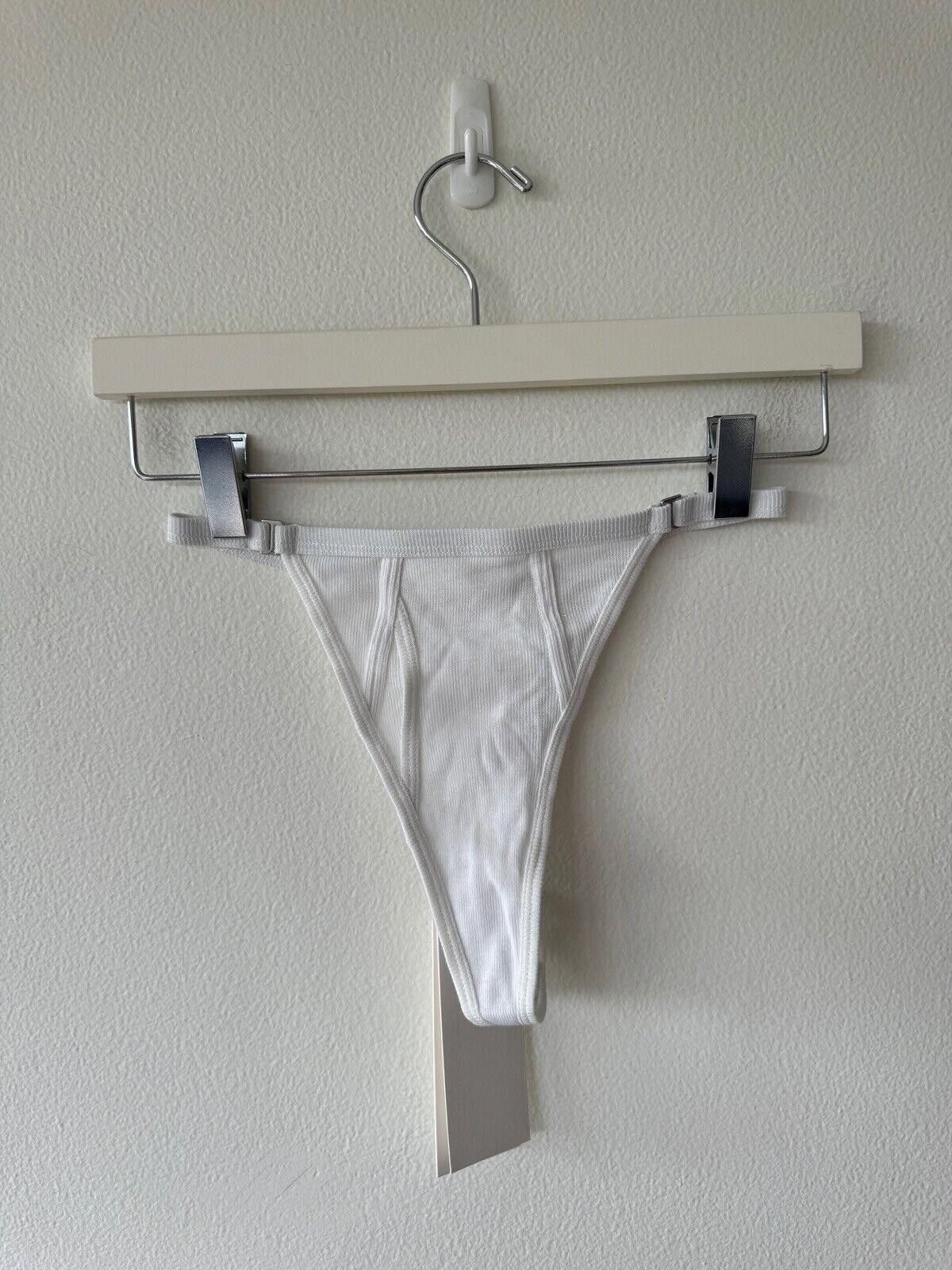 Dion Lee Y Front Unisex Thong Mens Cashmere Rib Extra Small in White, Women's