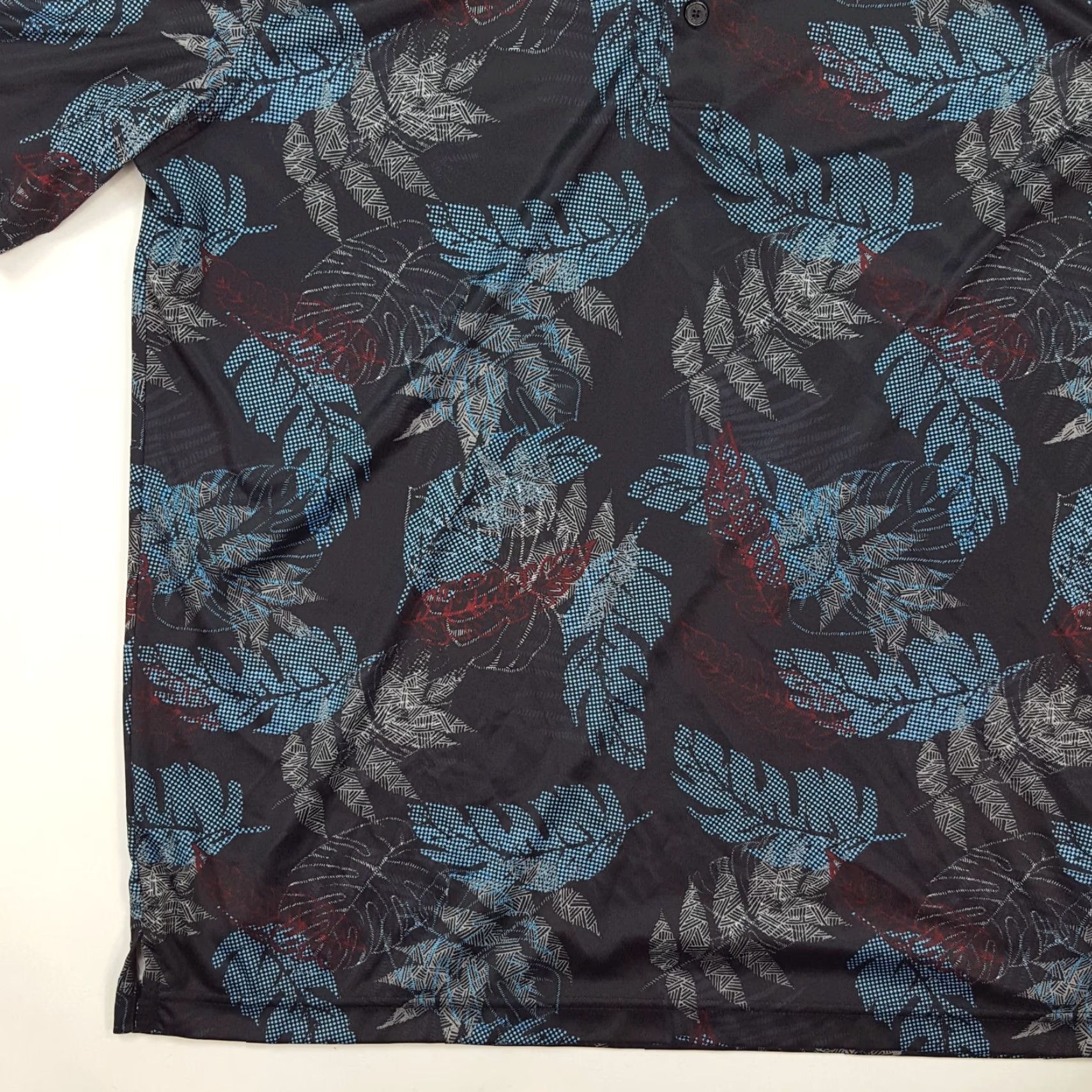 Vintage VINTAGE Greg Norman Polo Shirt Men’s Medium Blue Hawaiian Floral Polyester Collared Shirt Size 40R - 3 Thumbnail