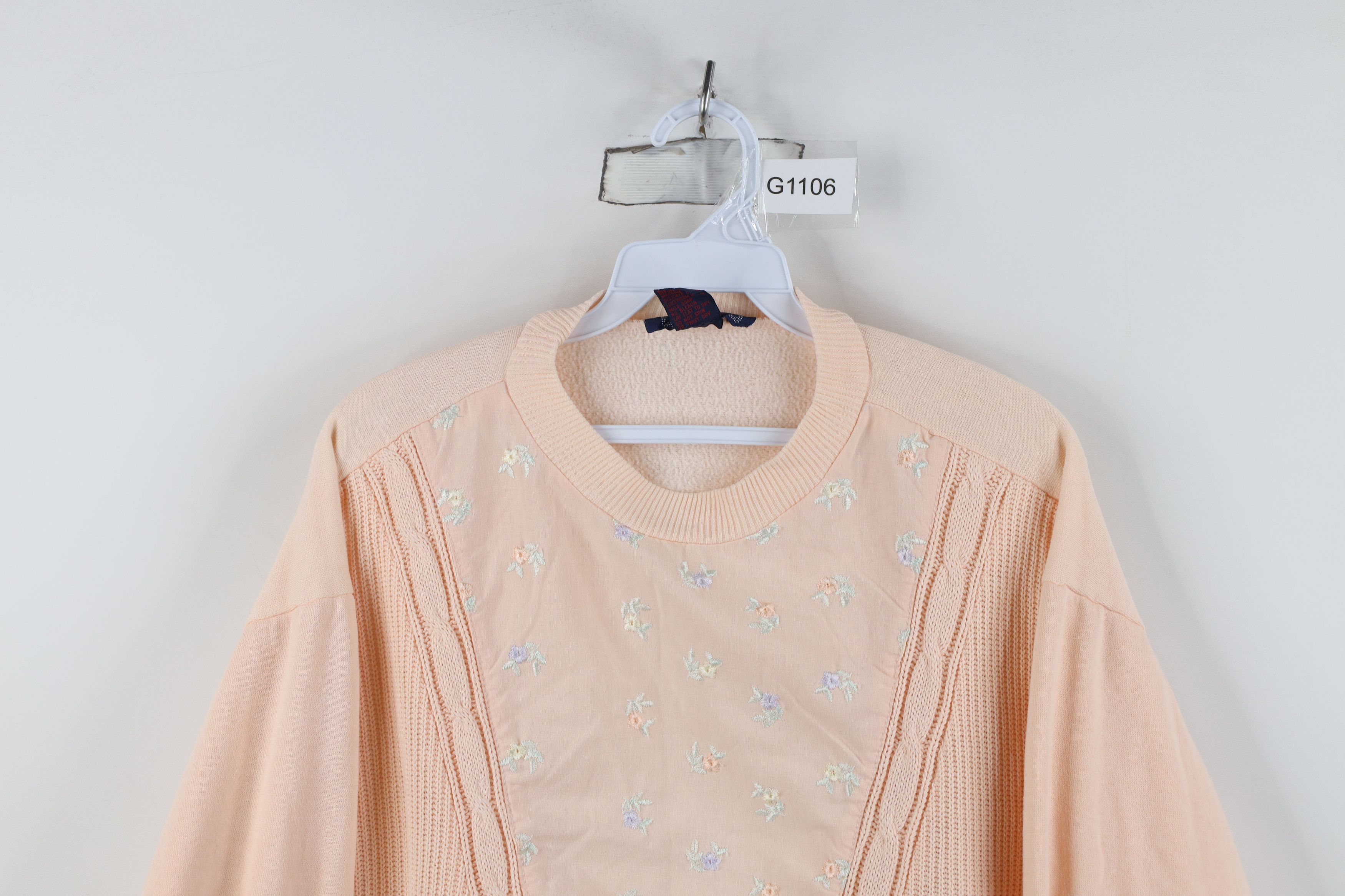 Vintage Vintage 90s Streetwear Knit Flower Crewneck Sweatshirt Pink Size M / US 6-8 / IT 42-44 - 2 Thumbnail
