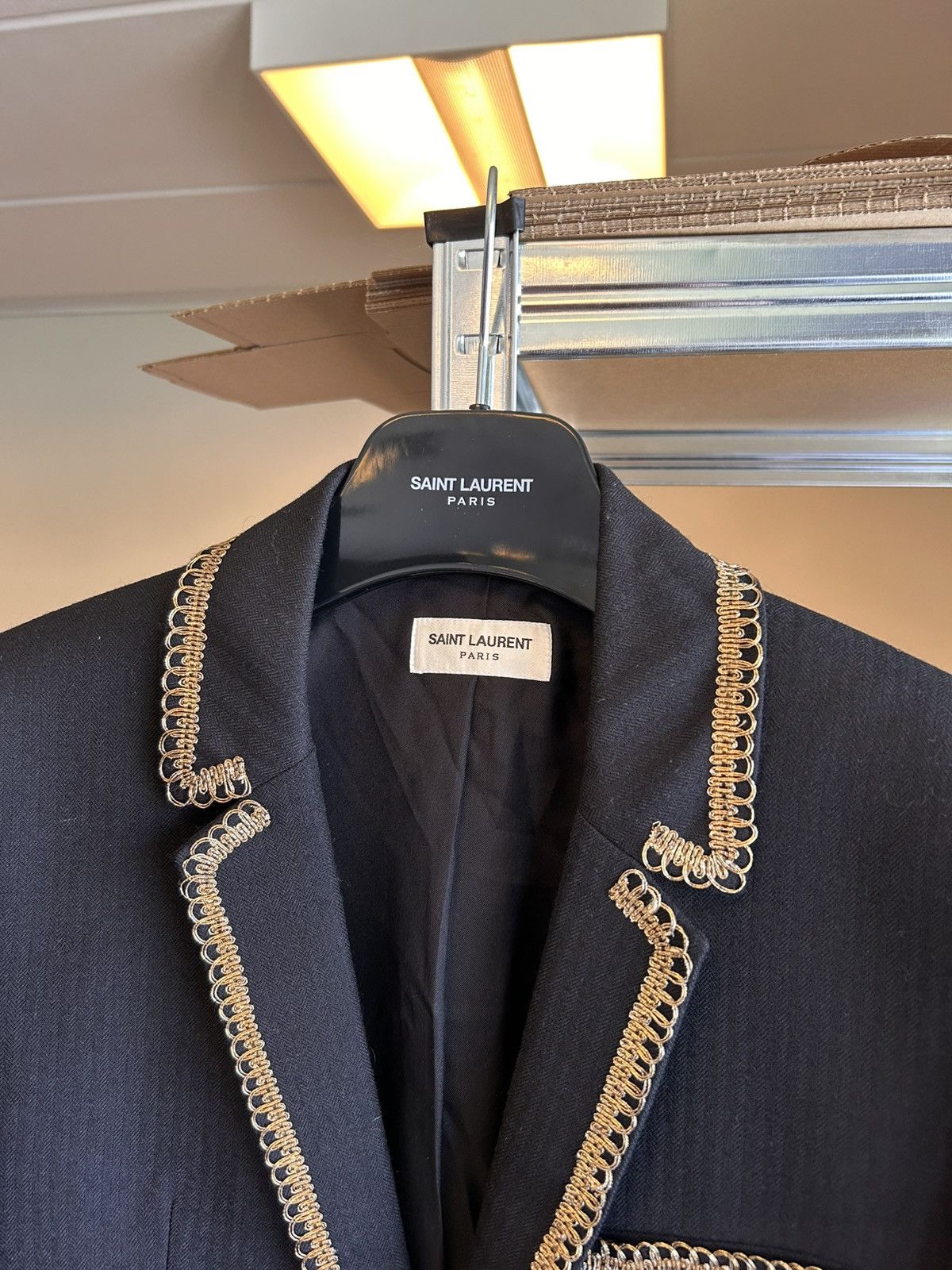 Saint Laurent Paris Saint Laurent Gold-Braided Blazer Jacket Size 46R - 6 Thumbnail