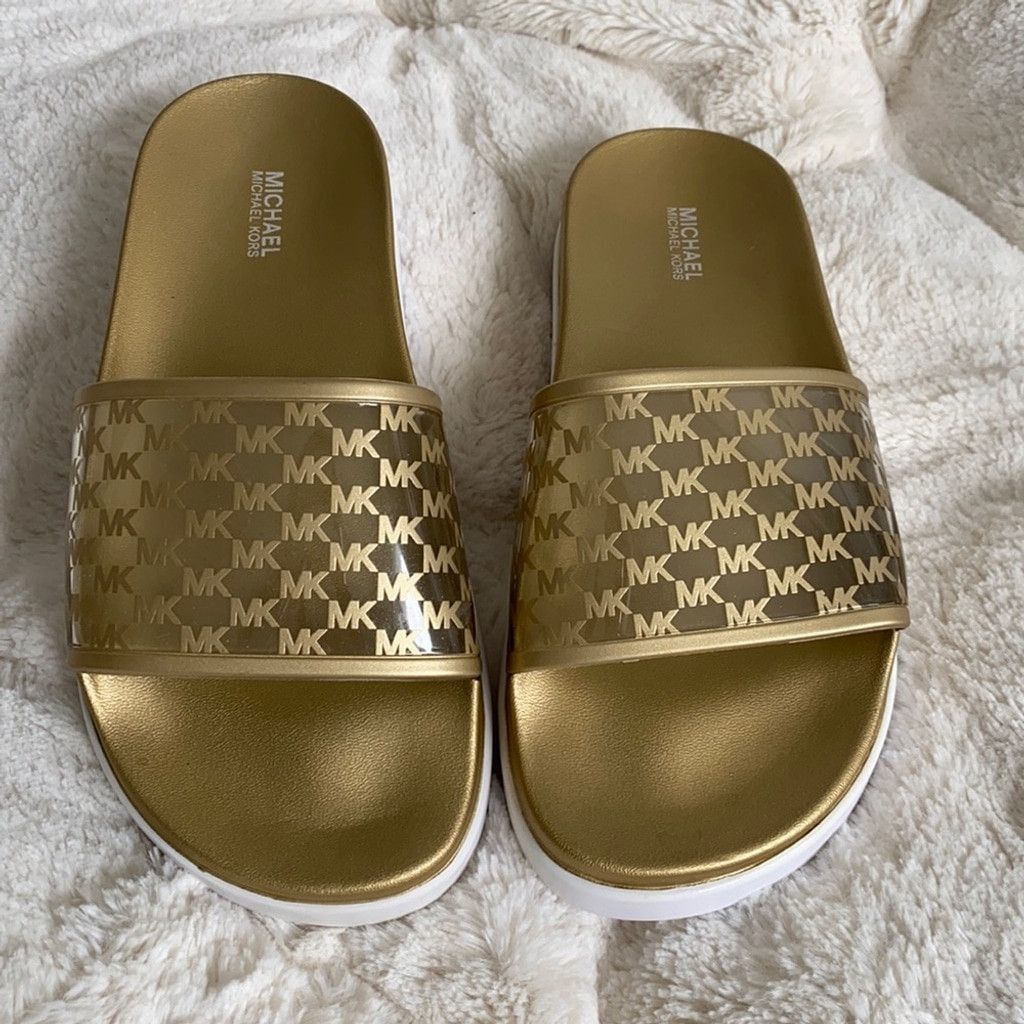 Michael Kors Michael Kors - Gold Slides, Size 7 / 37 Size US 7 / IT 37 - 1 Thumbnail