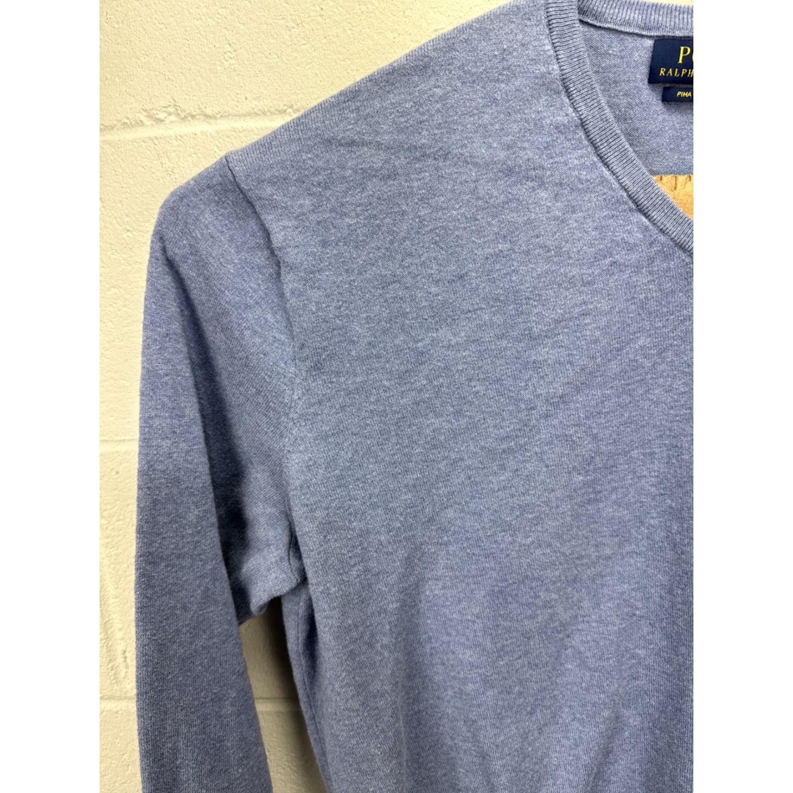 Polo Ralph Lauren VINTAGE Polo Ralph Lauren Sweater Mens XL Blue Cotton V-Neck Casual Preppy Knit Pullover Size US XL / EU 56 / 4 - 4 Thumbnail