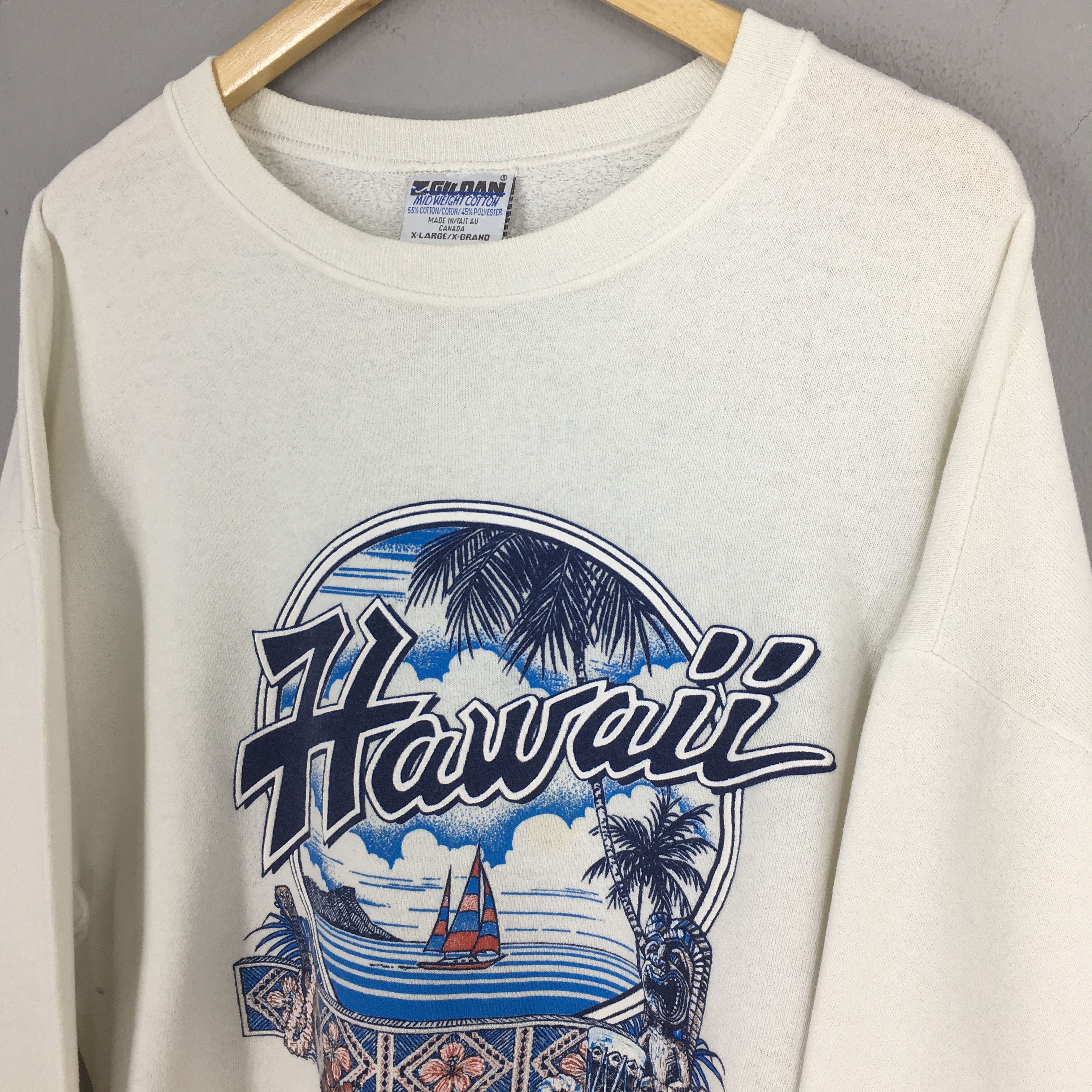 Other Vintage 90s Hawaii Aloha Honolulu White Sweatshirt XLarge Size US XL / EU 56 / 4 - 3 Thumbnail