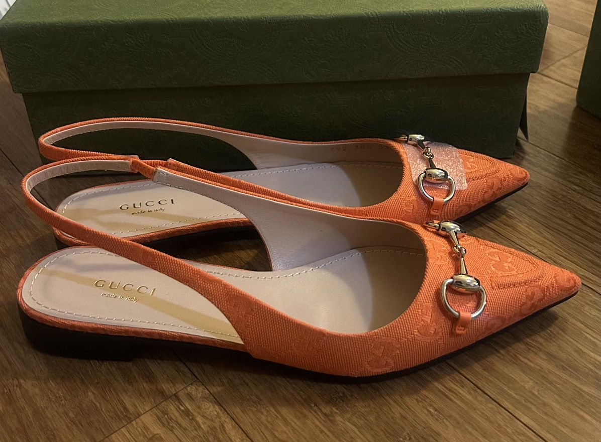 Gucci Gucci Horsebit GG Print Fabric Upper 1.5cm Flats Orange Size US 8.5 / IT 38.5 - 8 Thumbnail