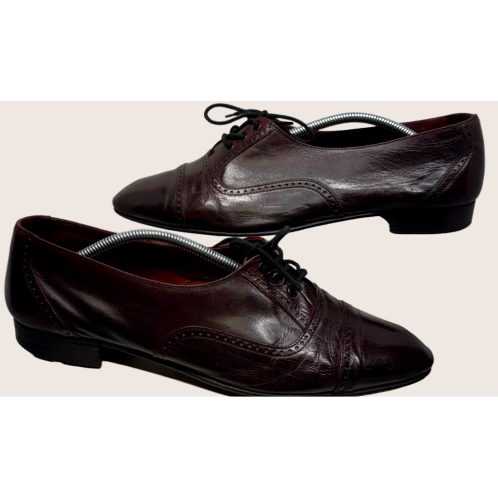 Bostonian Oxford Shoes Mens 9.5 Burgundy Good Leather Cap Toe Brogue 20352 Bostonian Shoe Loafers Classic Wing Tip Burg Tassel Kiltie  main image 3