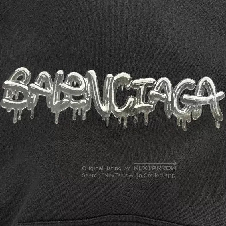 Balenciaga Balenciaga Jelly print logo hooded sweatshirt black Size US M / EU 48-50 / 2 - 6 Thumbnail