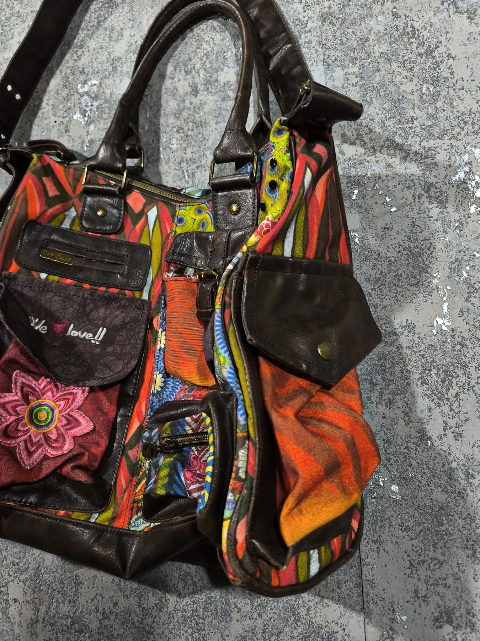 Desigual vtg desigual slouchy city bag floral patchwork y2k Size ONE SIZE - 2 Thumbnail