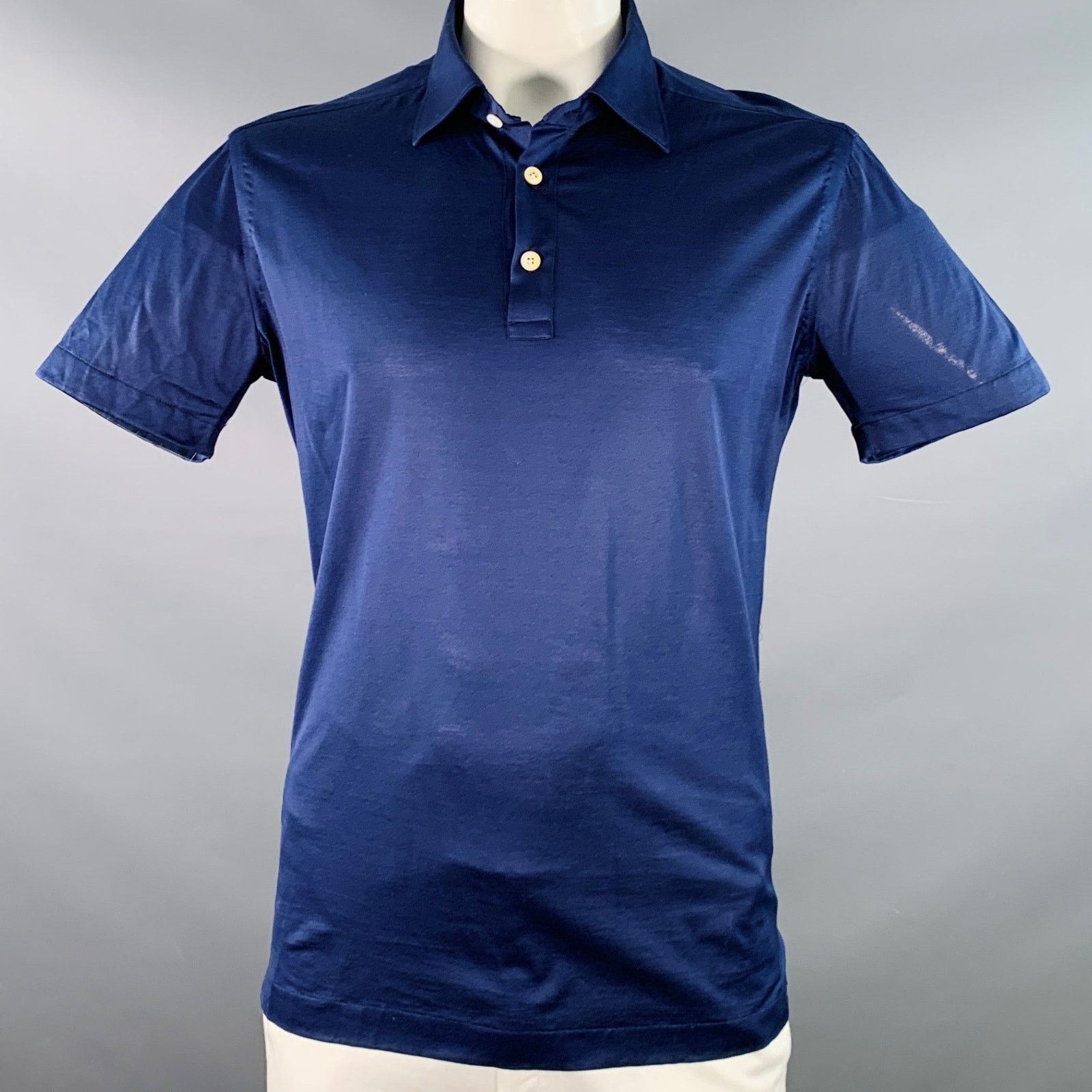 Kiton KITON Size XL Blue Cotton Half Placket Polo Size US XL / EU 56 / 4 - 1 Thumbnail
