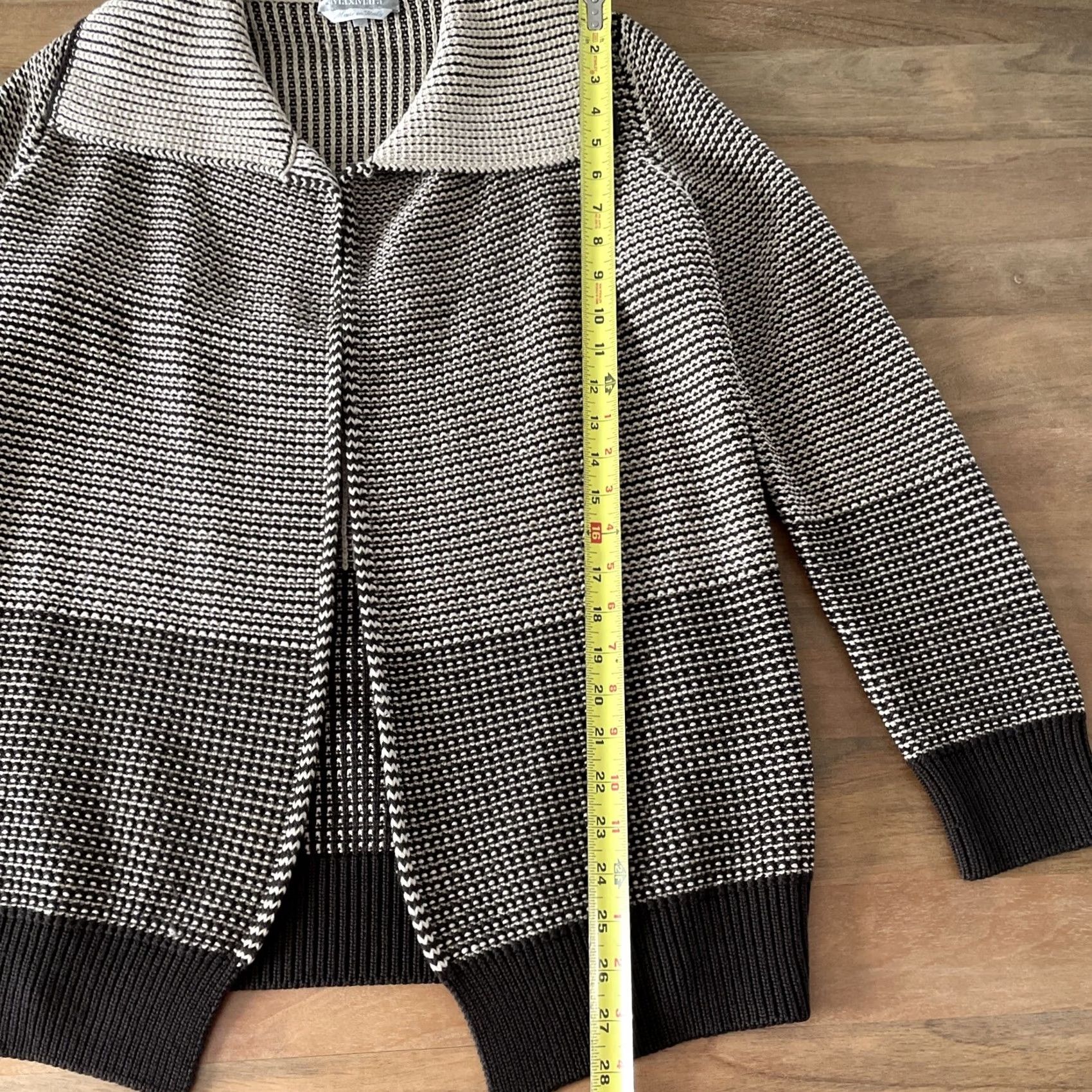 Max Mara VINTAGE Max Mara Cardigan Womens M Brown Virgin Wool Geometric Knit Open NY? (Note: question) Size M / US 6-8 / IT 42-44 - 7 Thumbnail