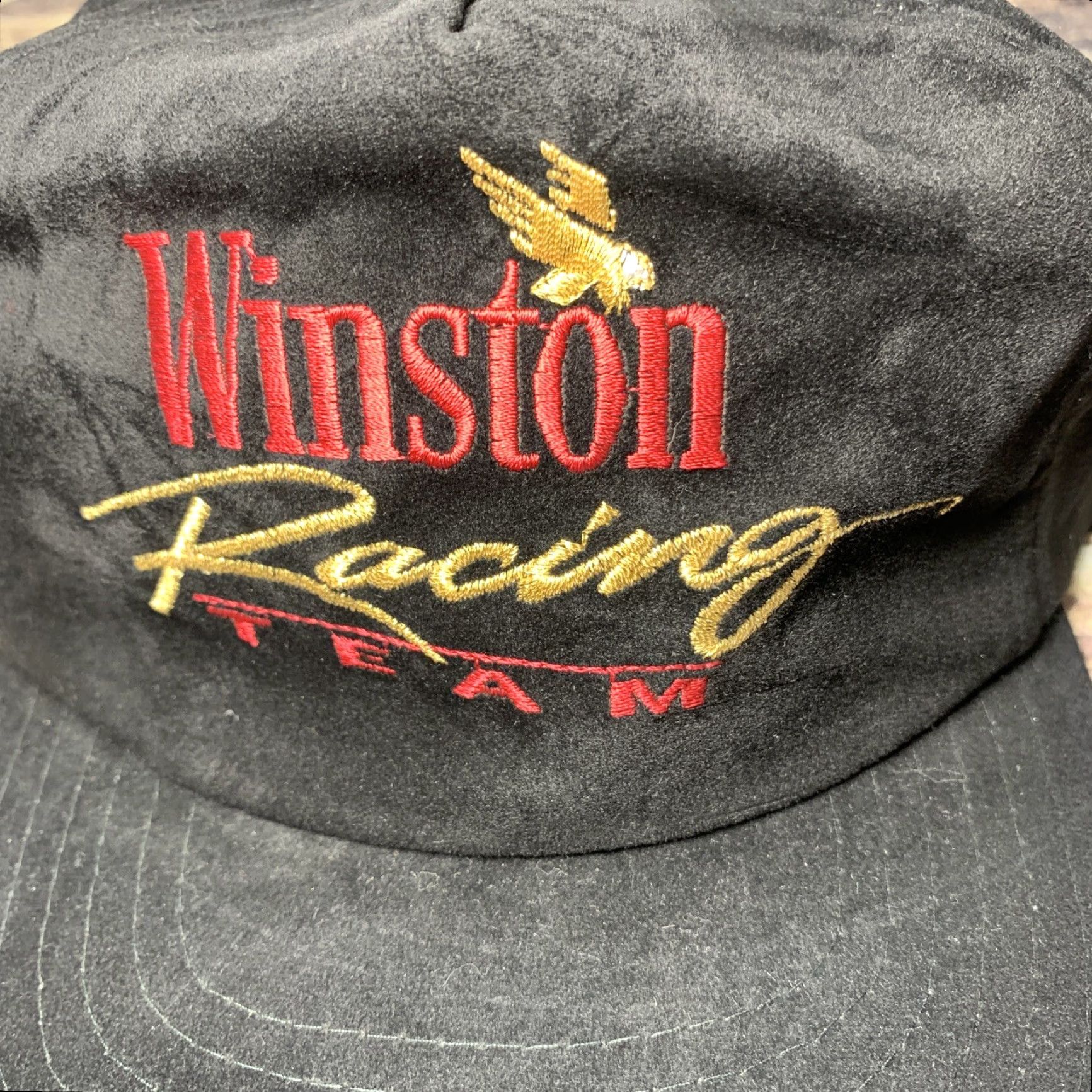 Vintage VINTAGE Winston Racing Team Velvet Embroidered Trucker Hat Snapback Retro Cap Nike Size ONE SIZE - 2 Thumbnail