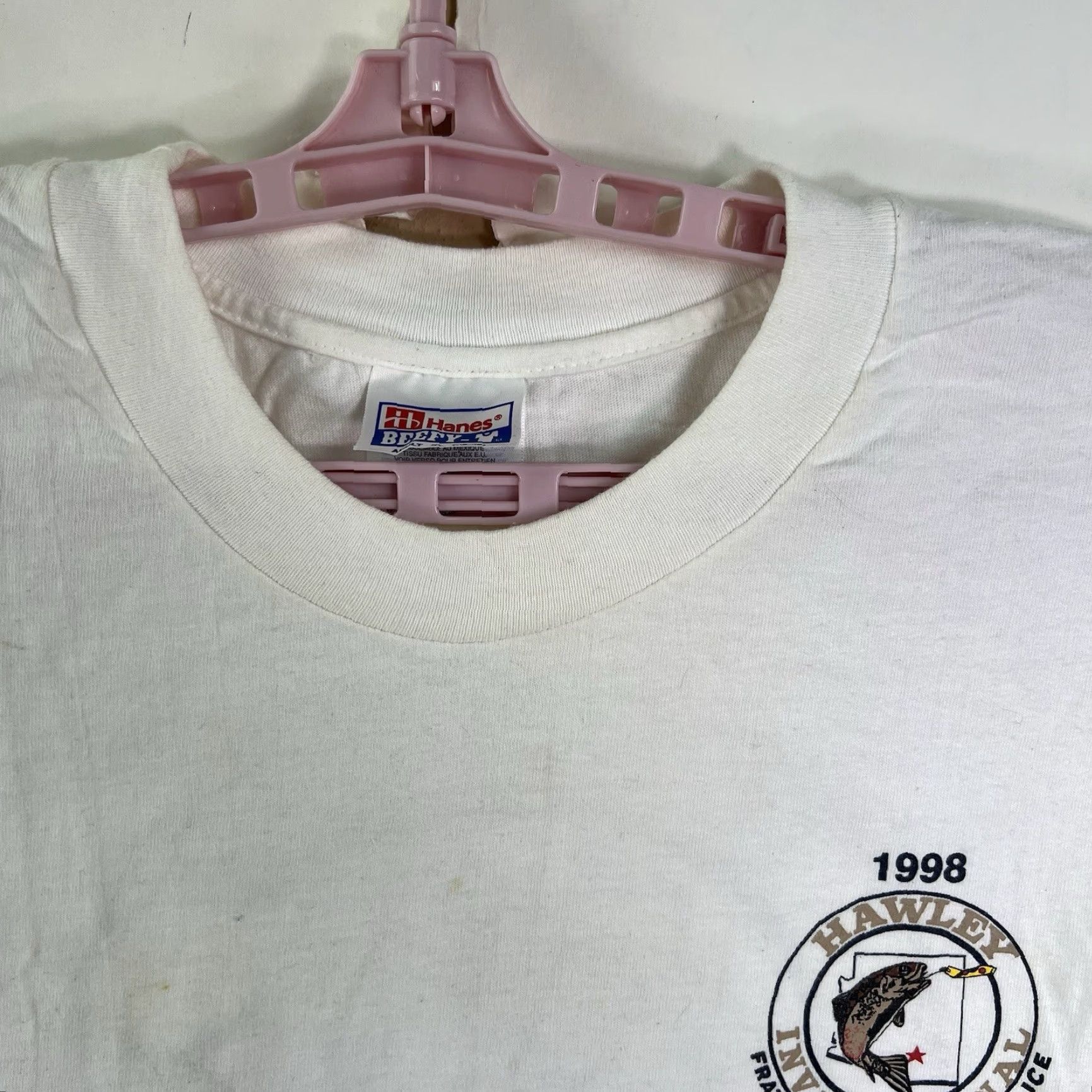 Vintage VINTAGE 1998 Police Hawley Fishing Tournament T-Shirt Mens XL White Graphic Print Crew Neck Short Sleeve Limited Edition Size US XL / EU 56 / 4 - 4 Thumbnail