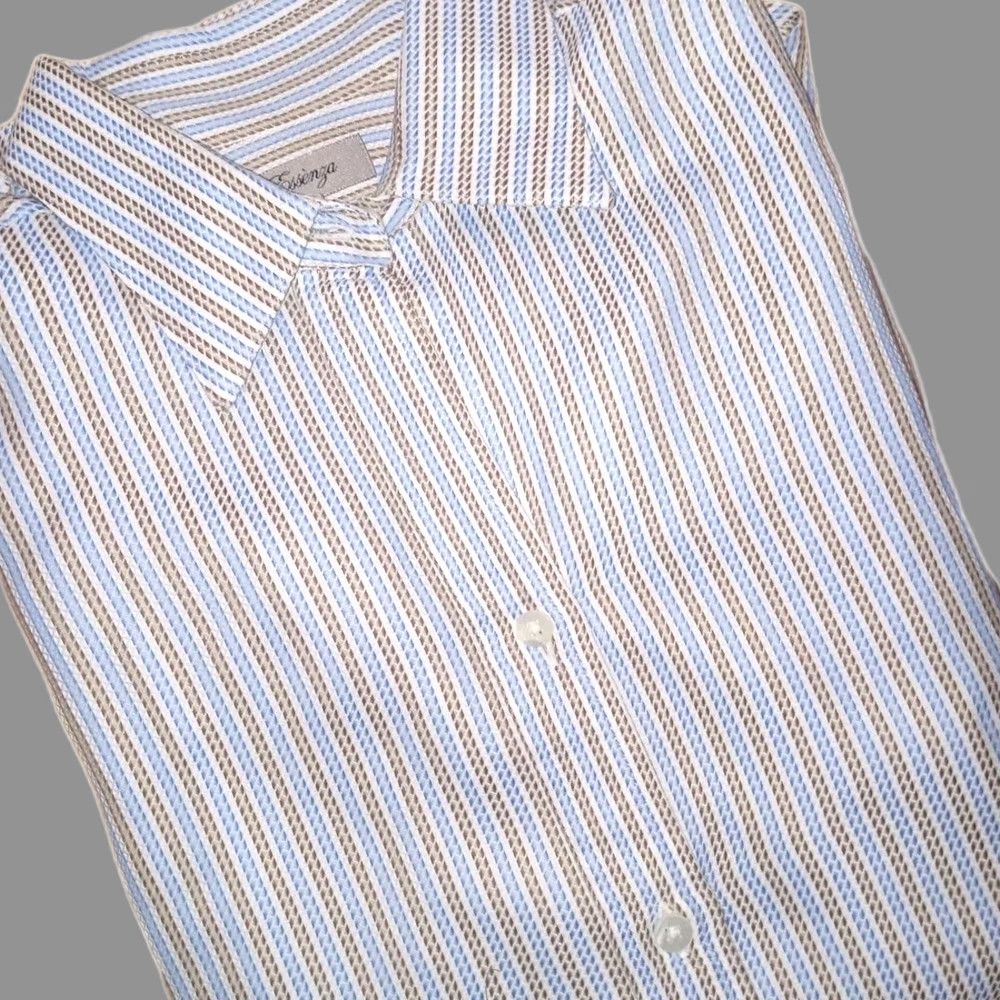 Vintage Essenza Striped Button-Up Shirt Womens L Blue Size L / US 10 / IT 46 - 1 Thumbnail